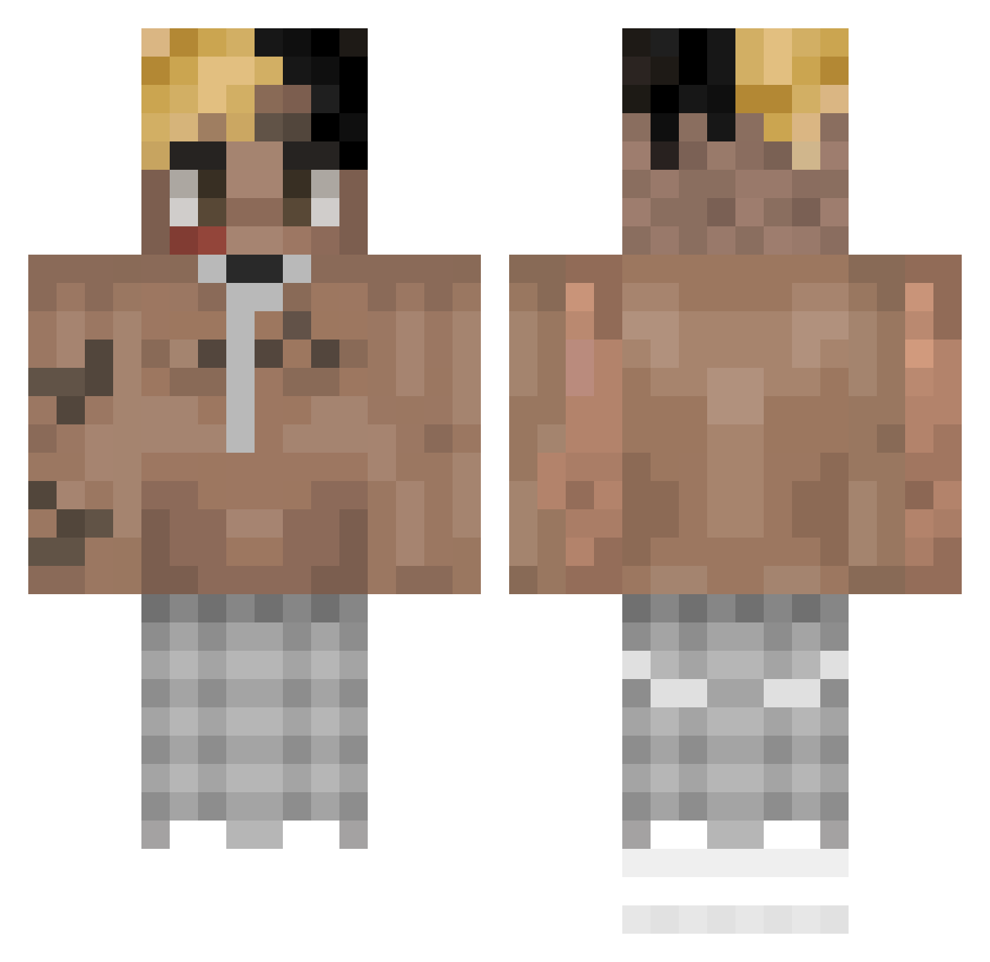GuccyUS Minecraft skin, front and back view