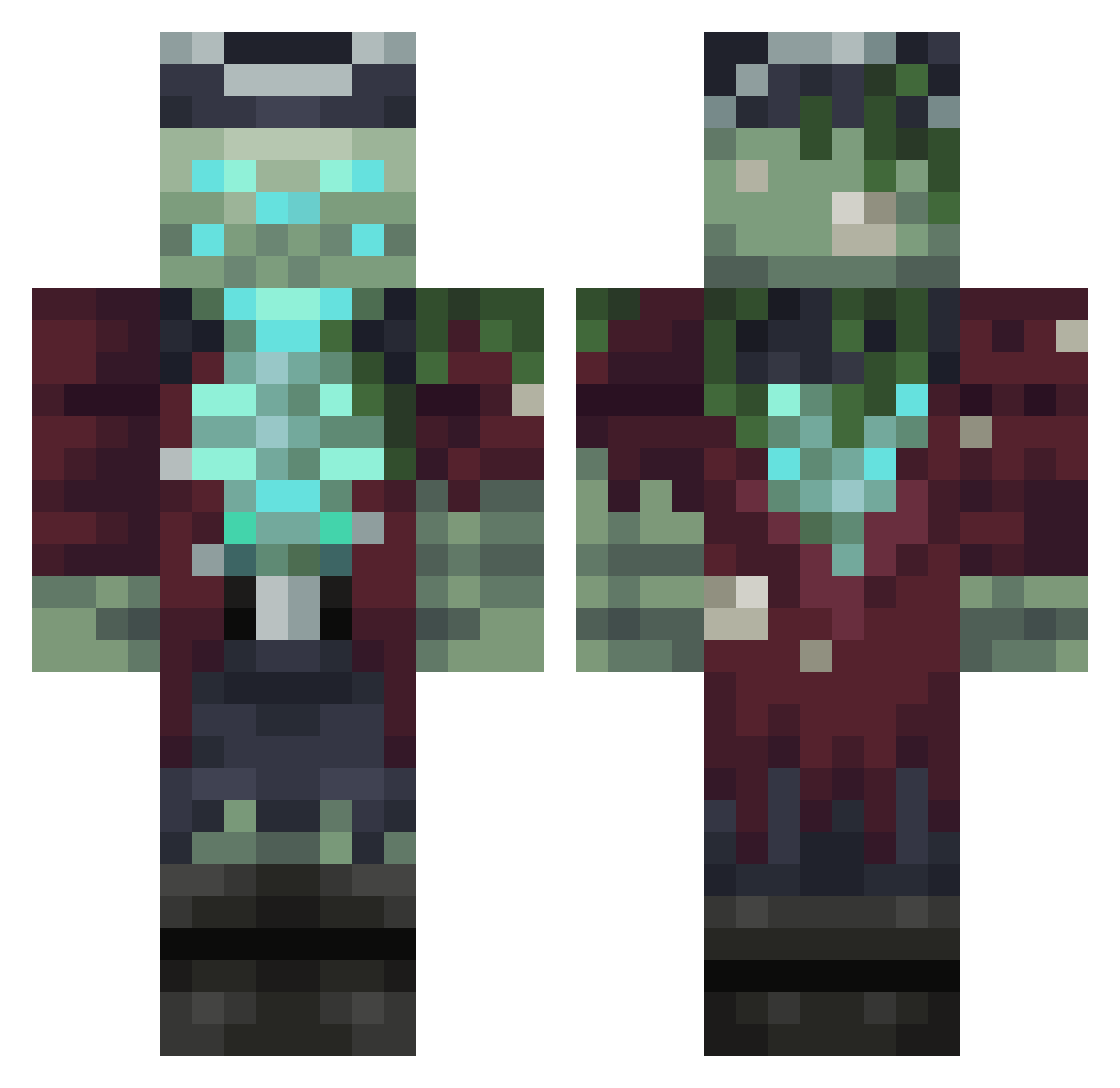 CodyAbode Minecraft skin, front and back view