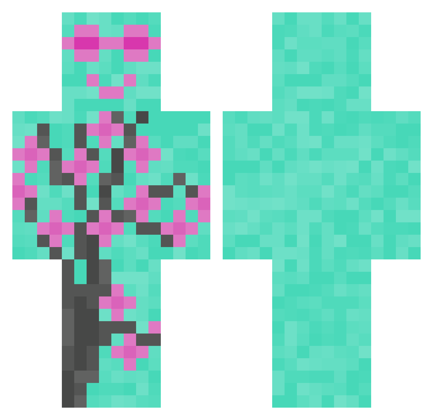 NanoKelvin Minecraft skin, front and back view