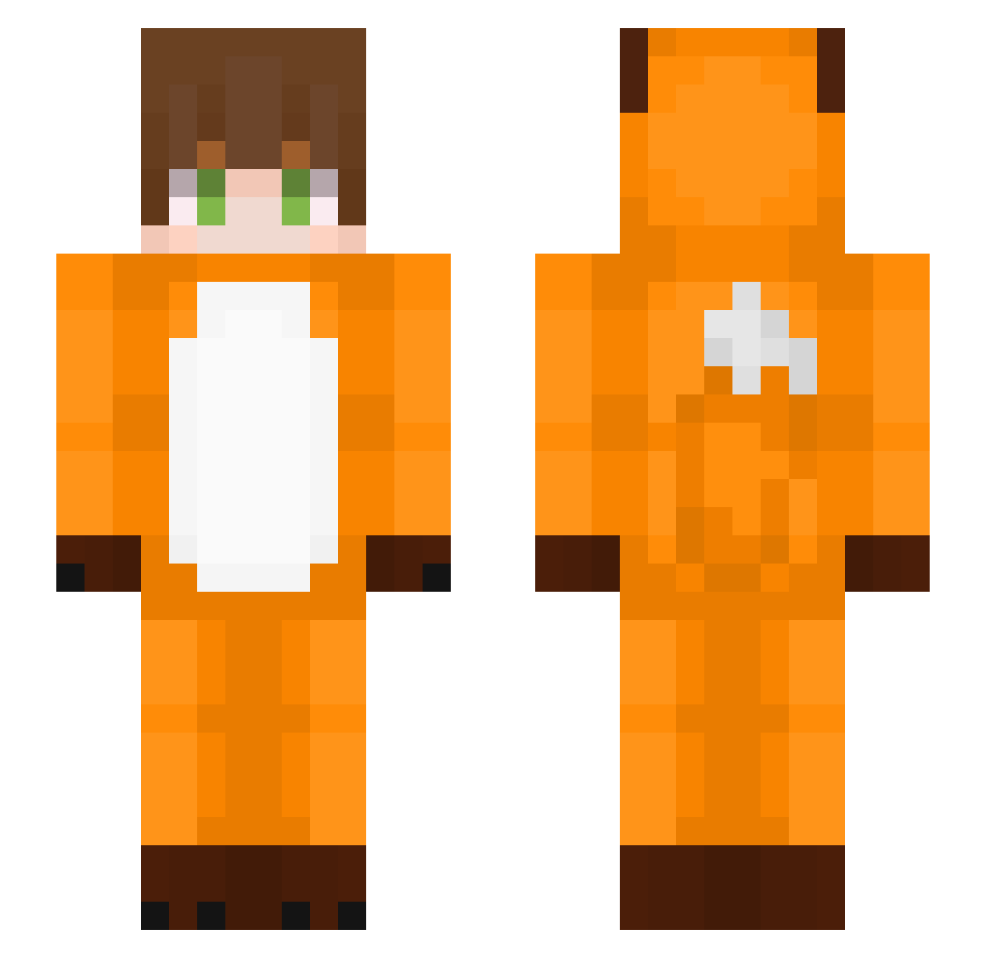 TilkiCent Minecraft skin, front and back view