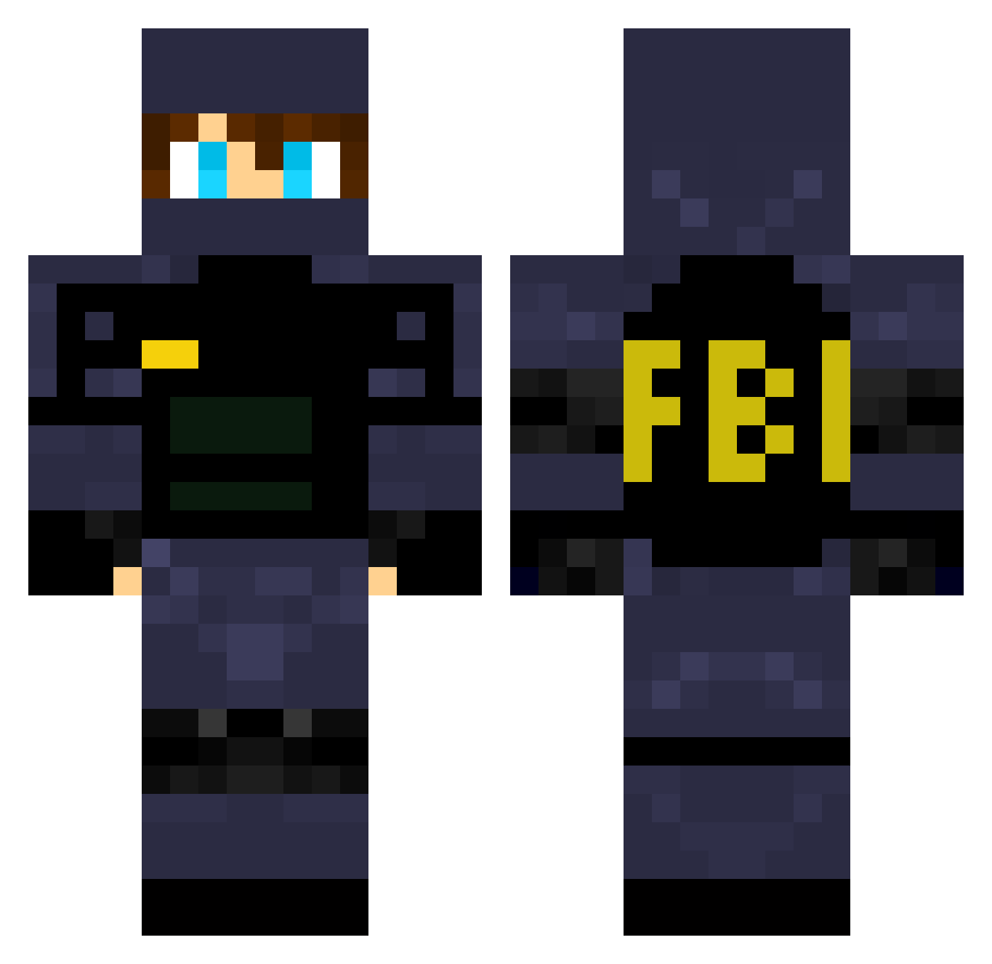 Gun_Swinger Minecraft skin, front and back view