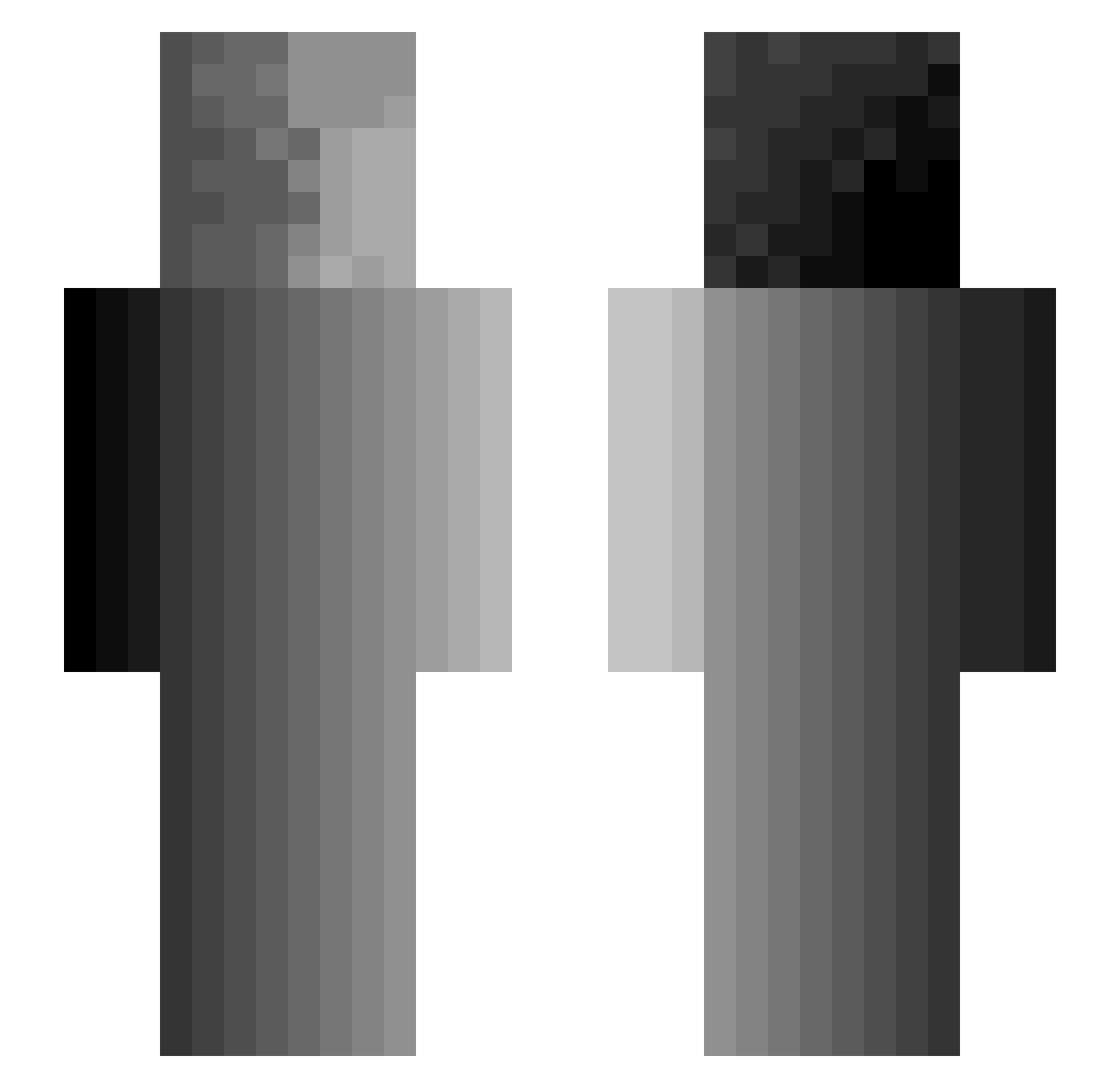 Warvan Minecraft skin, front and back view