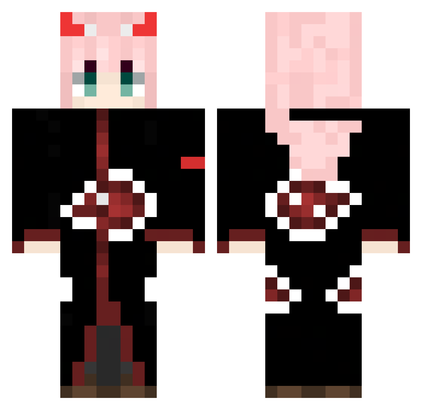 Tomoee Minecraft skin, front and back view