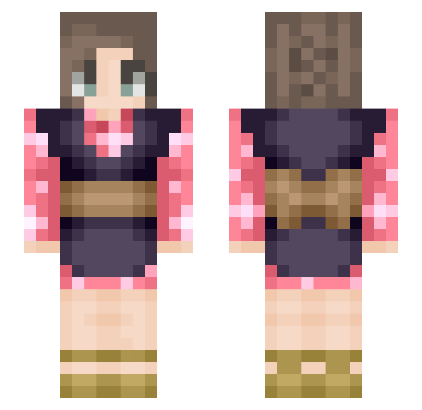 Ishudake Minecraft skin, front and back view