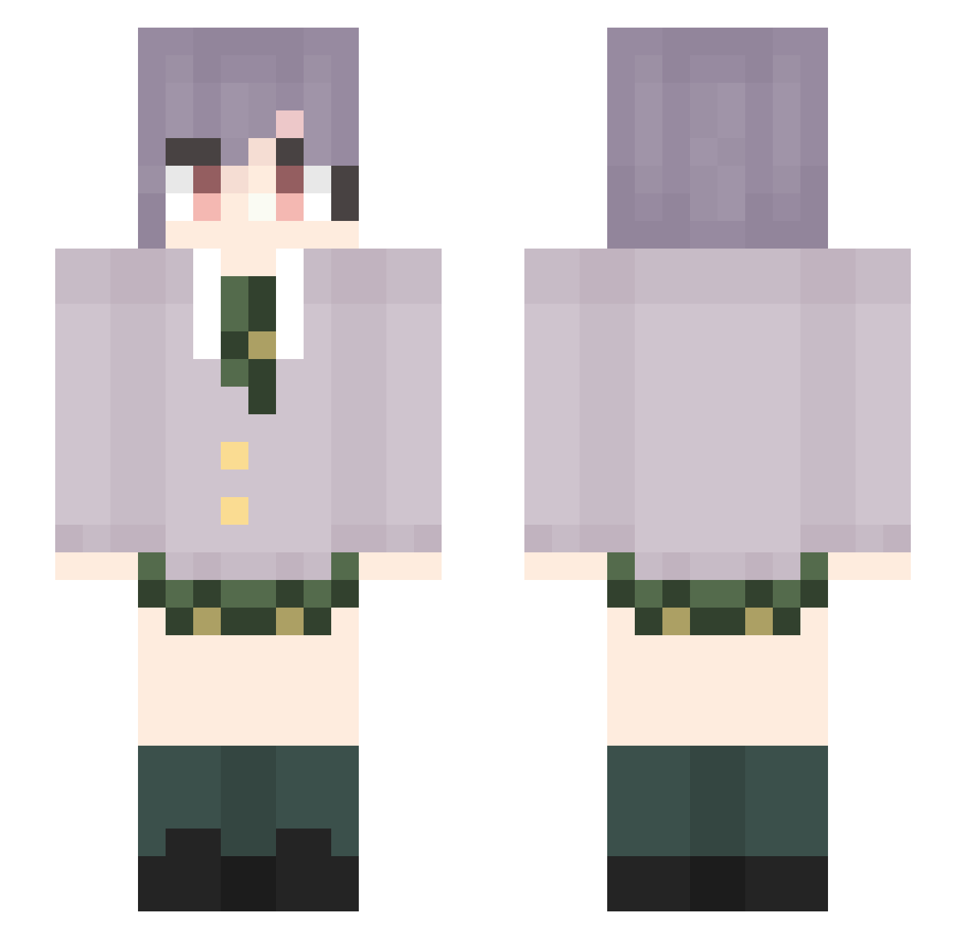 Existing_cat Minecraft skin, front and back view