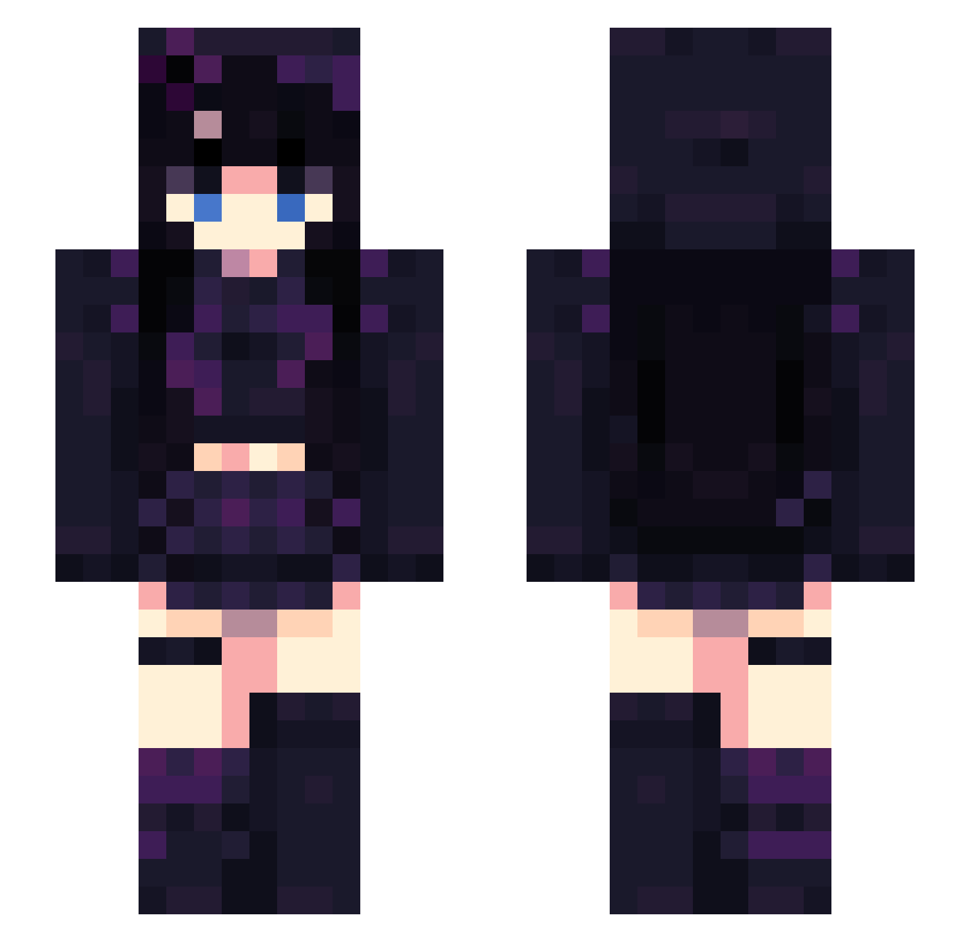 SelyES Minecraft skin, front and back view