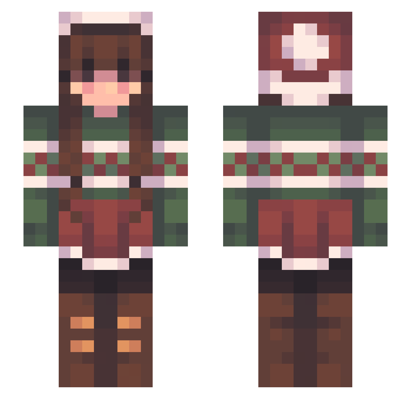 plzart Minecraft skin, front and back view