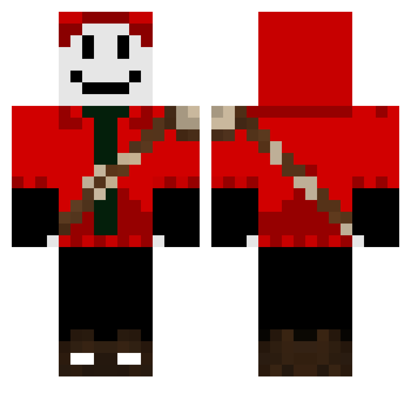 SmileWasNotHere Minecraft skin, front and back view