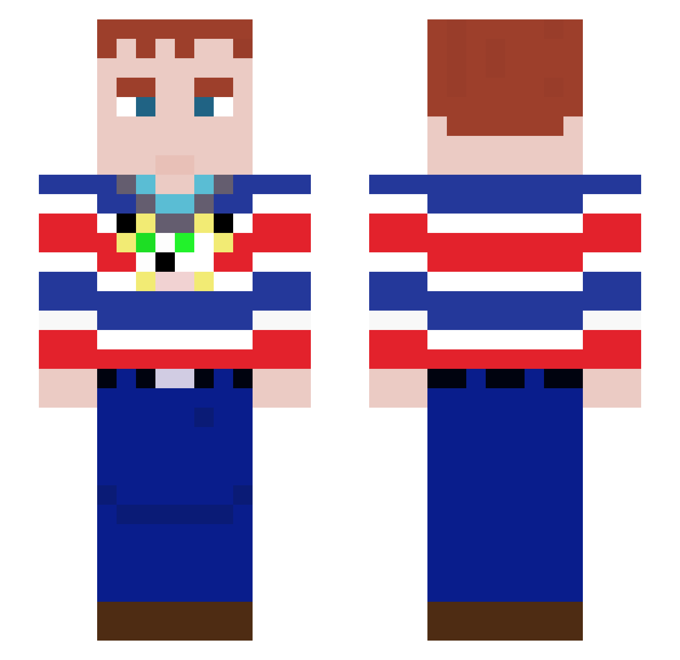bedroomgamer Minecraft skin, front and back view