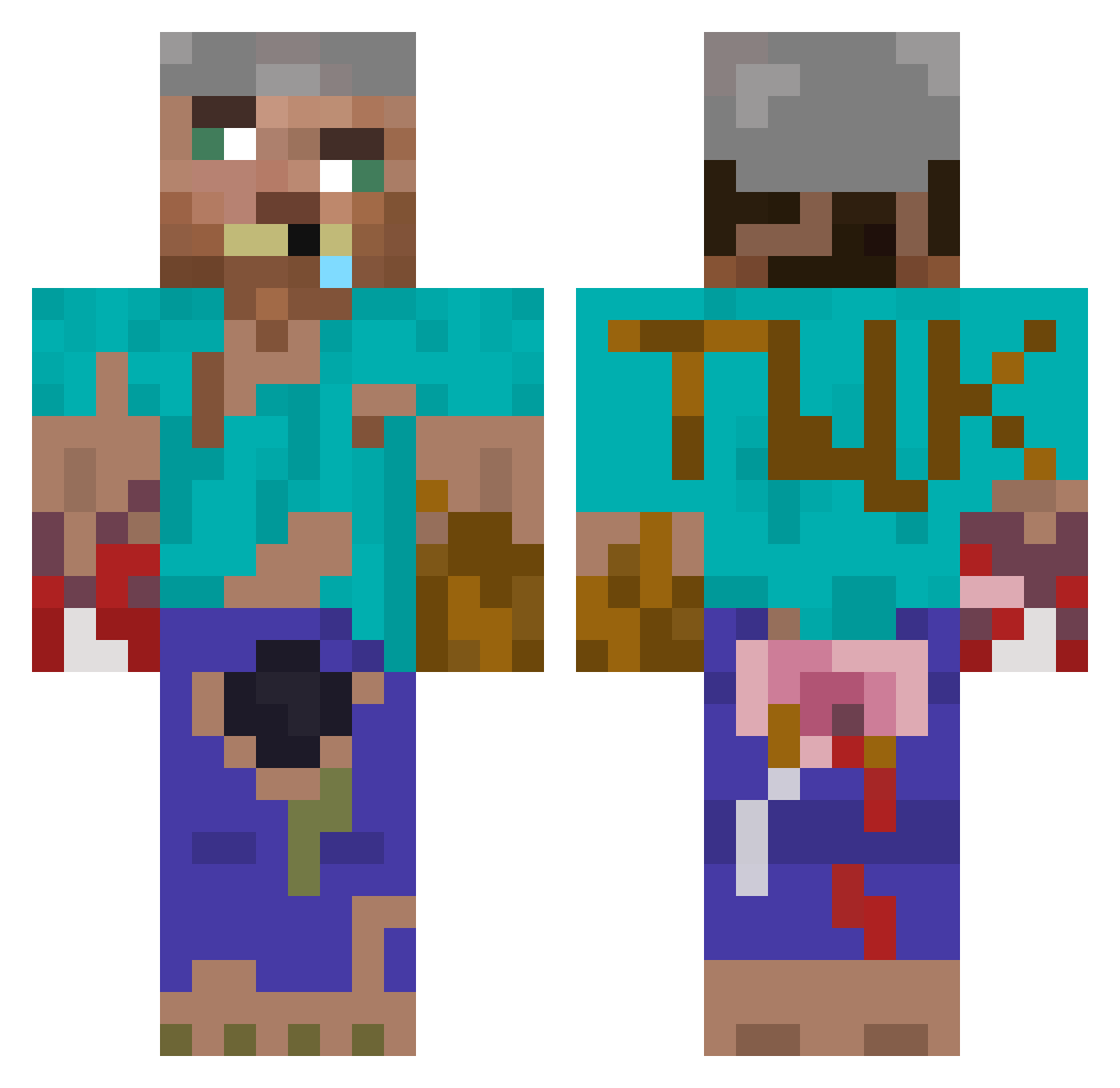 SadPepe89 Minecraft skin, front and back view
