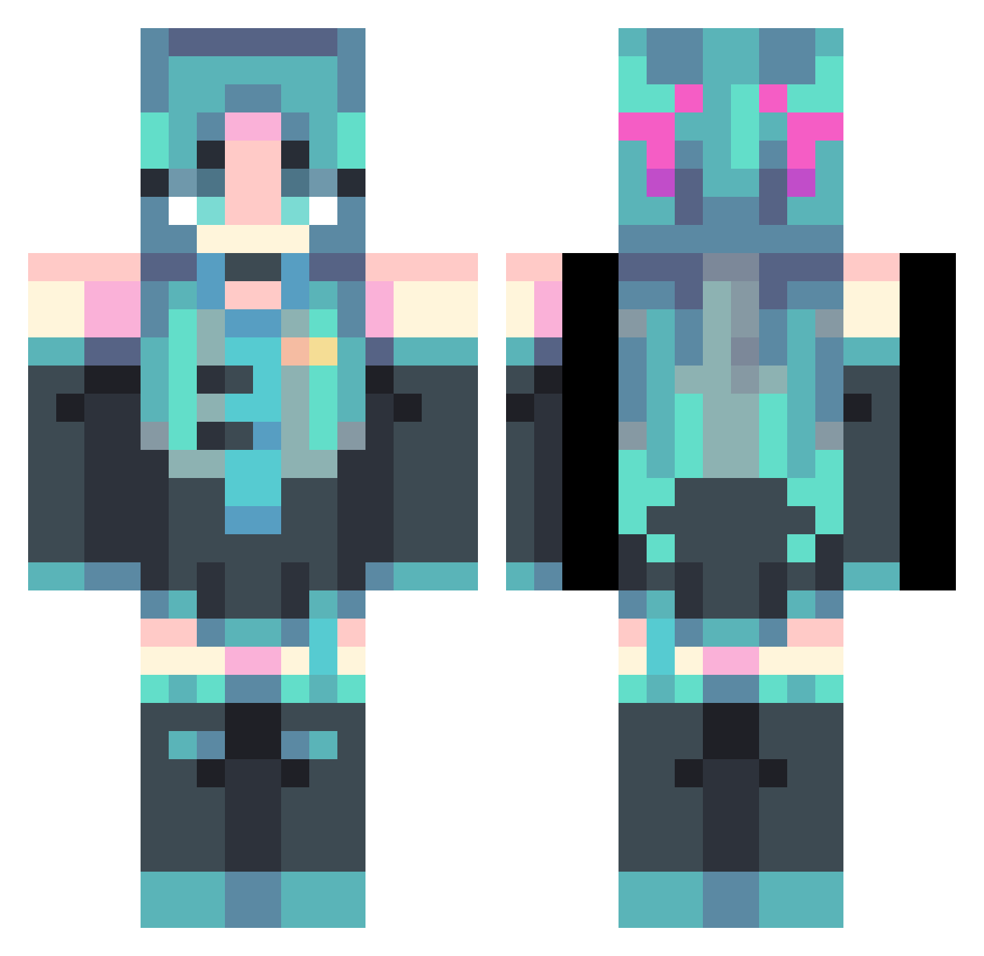 Priminark Minecraft skin, front and back view