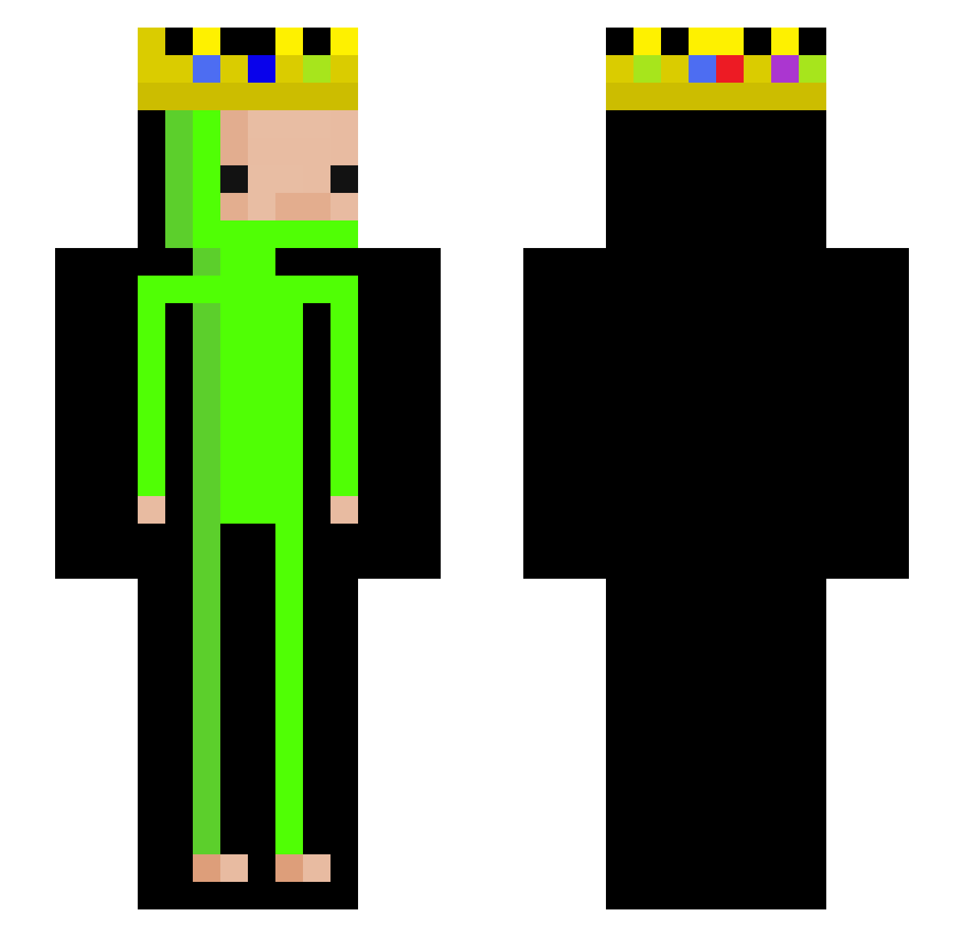 jitterklix Minecraft skin, front and back view