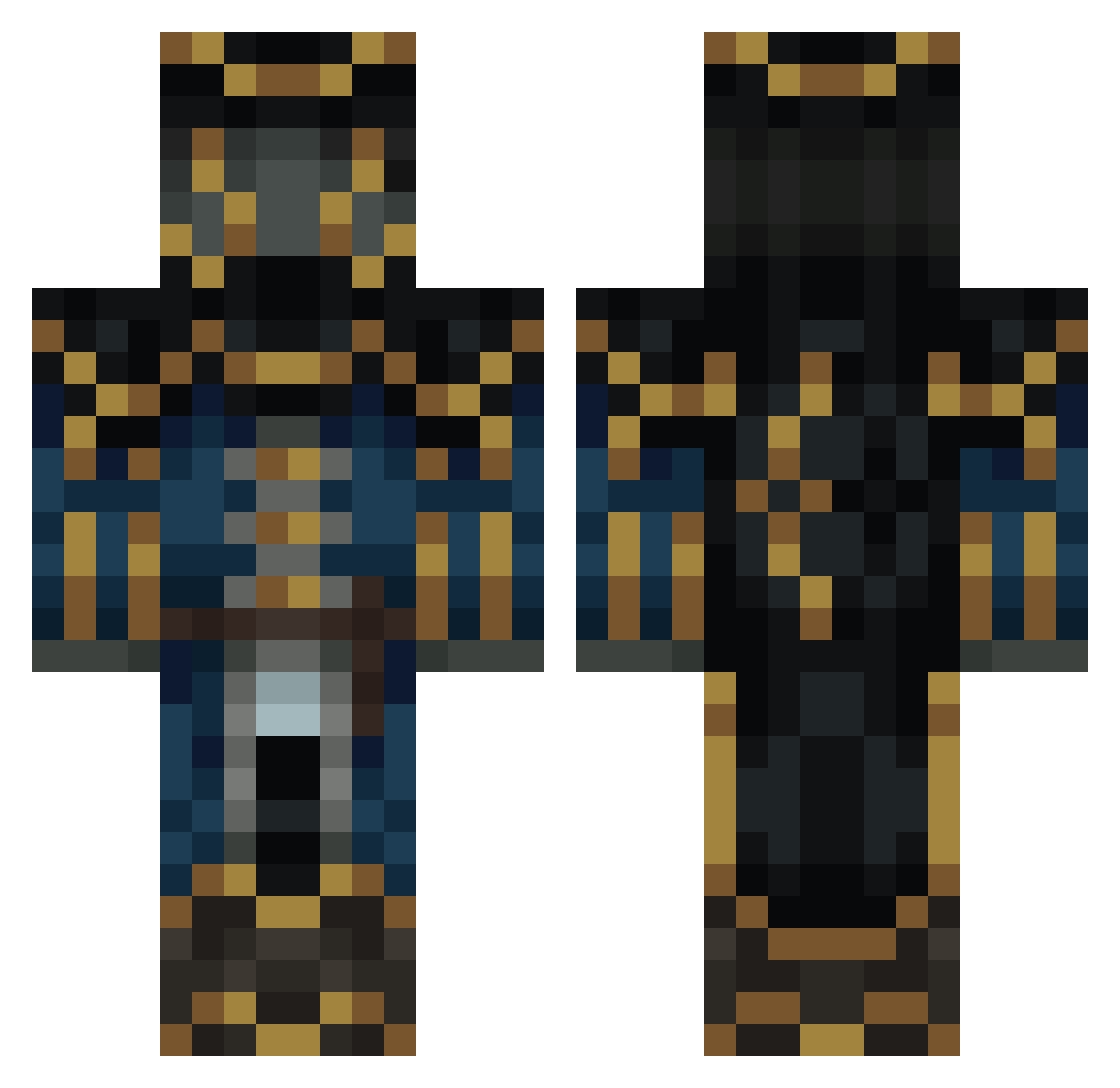 Musicful Minecraft skin, front and back view