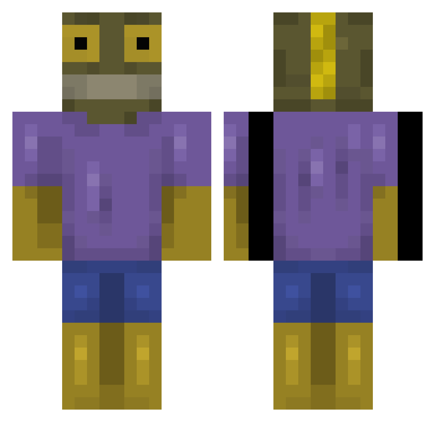 RobCharisme Minecraft skin, front and back view