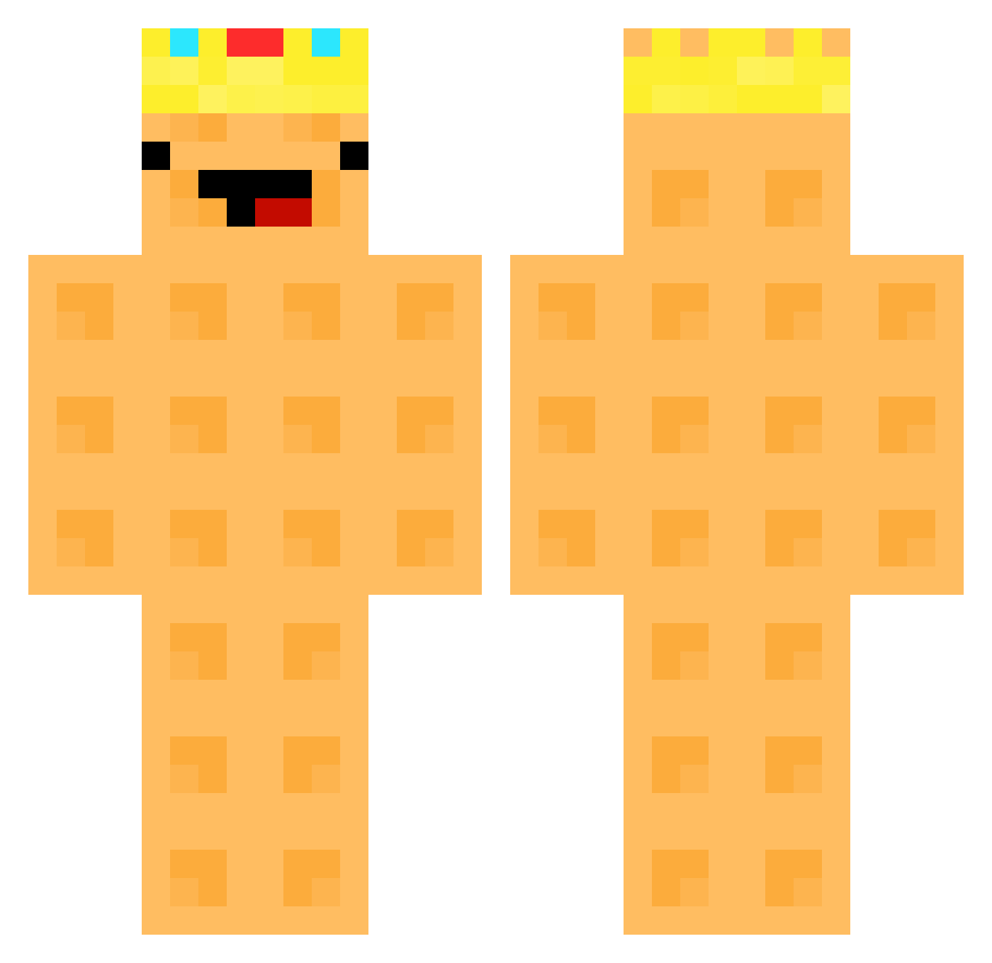 Wafflyos Minecraft skin, front and back view