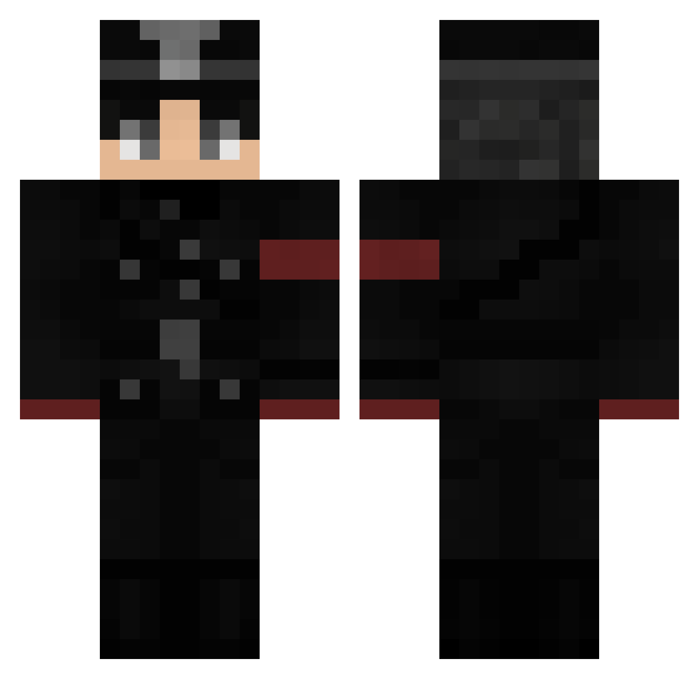 yXyno Minecraft skin, front and back view