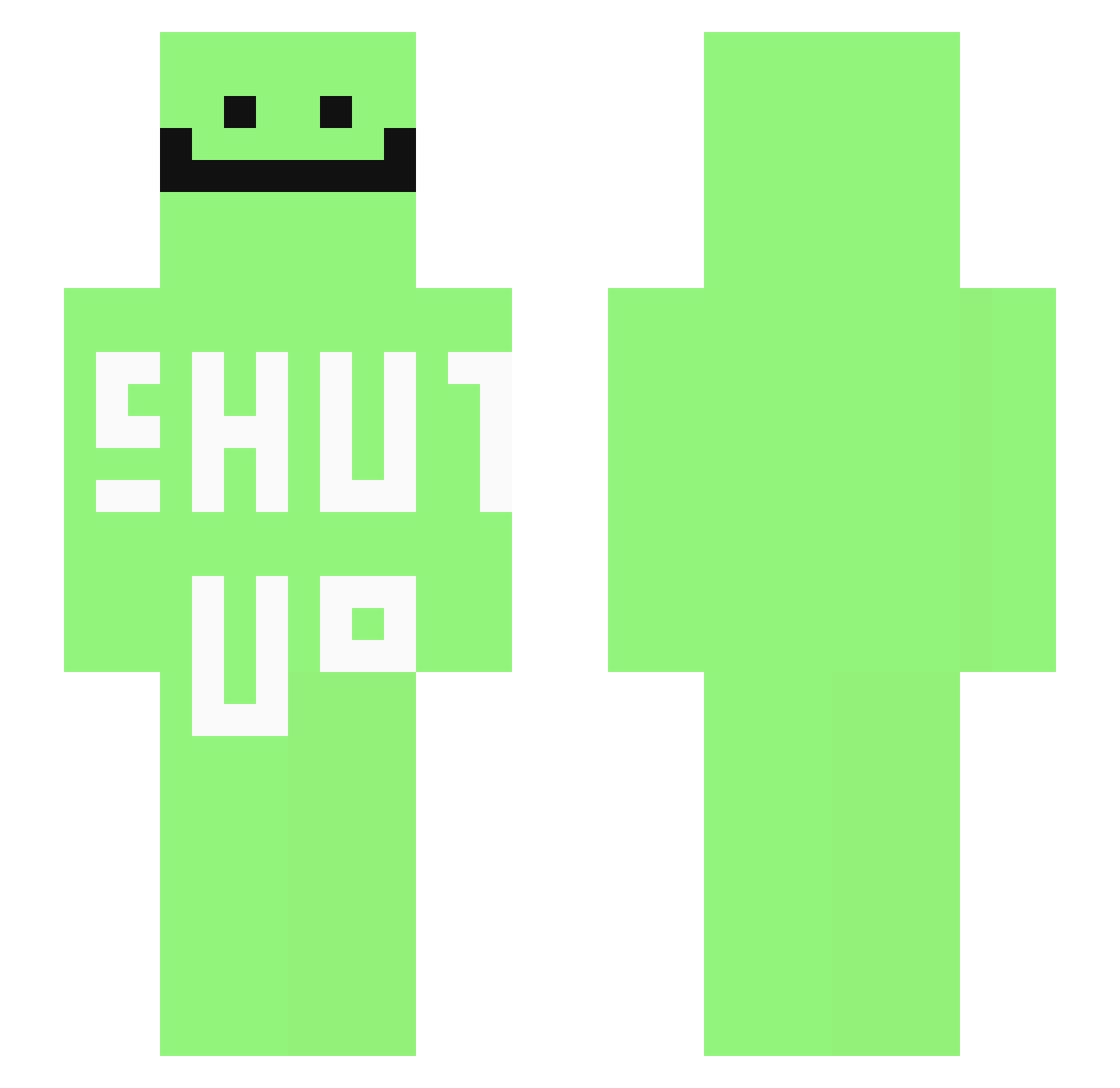 Wjump Minecraft skin, front and back view