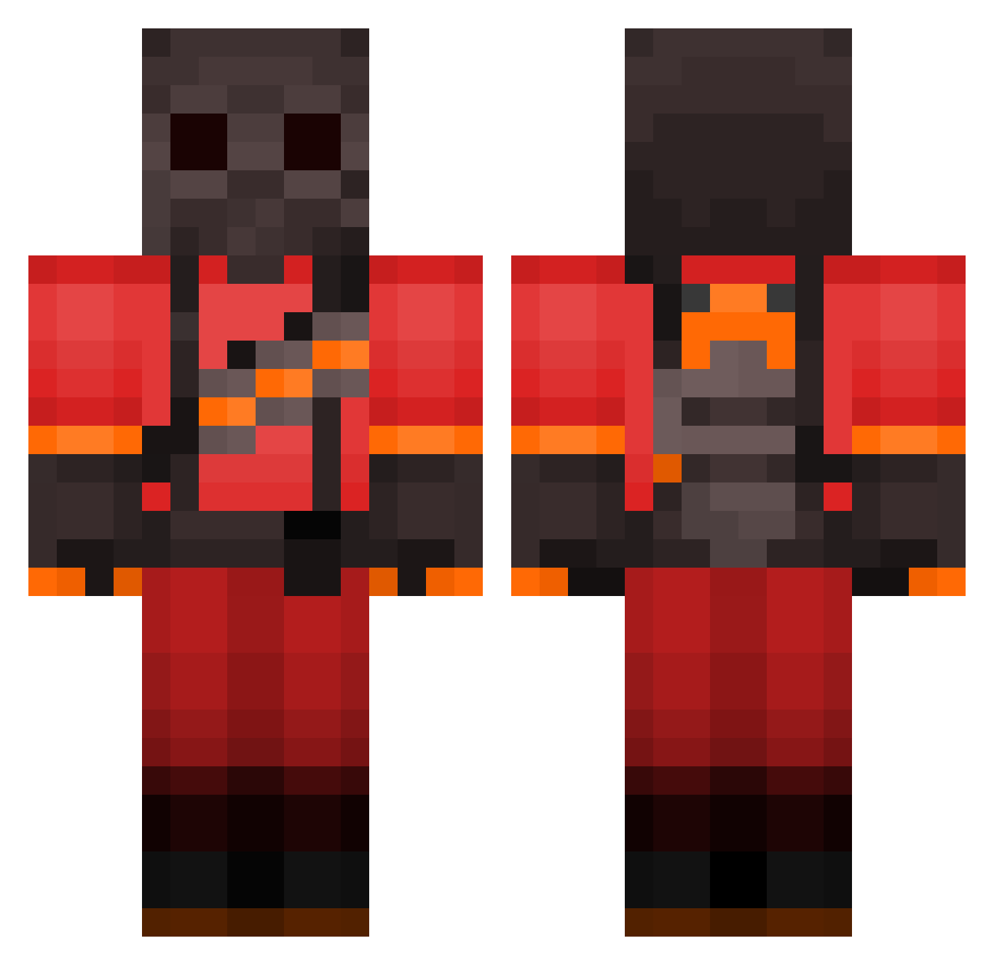 Aareniacjusz666 Minecraft skin, front and back view