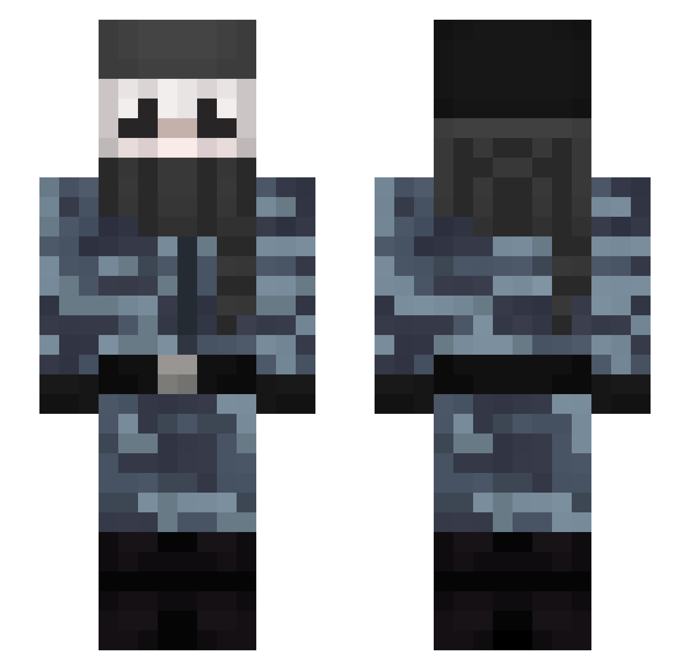 SnowSh0vel Minecraft skin, front and back view