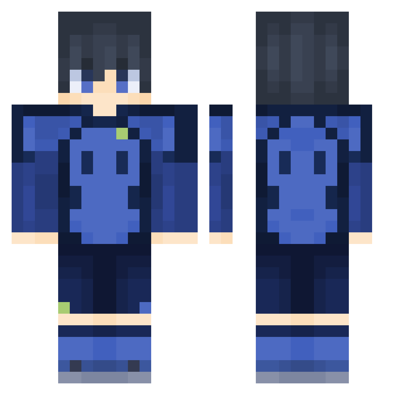 Meckn0 Minecraft skin, front and back view