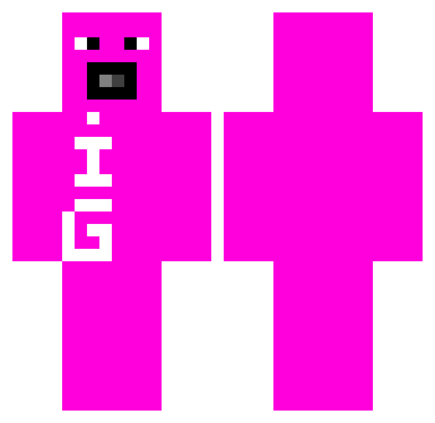 pnkl Minecraft skin, front and back view