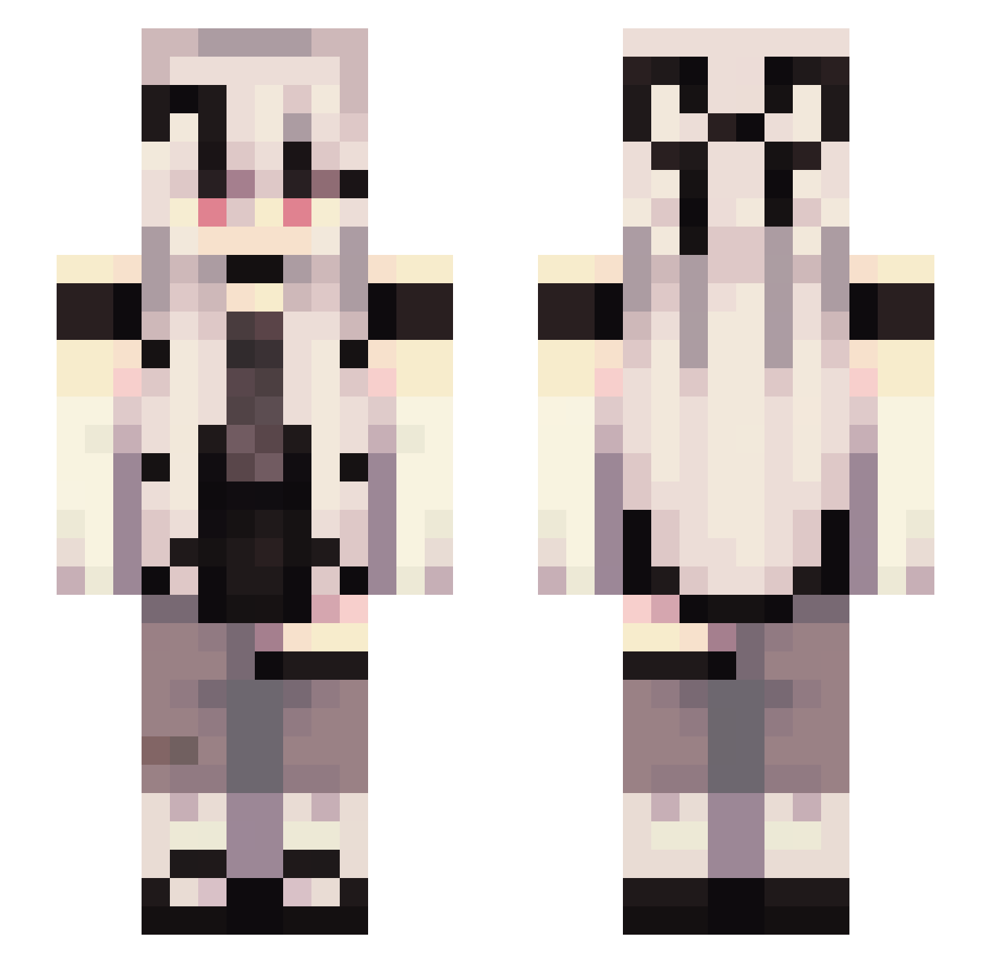 DegradeMia Minecraft skin, front and back view