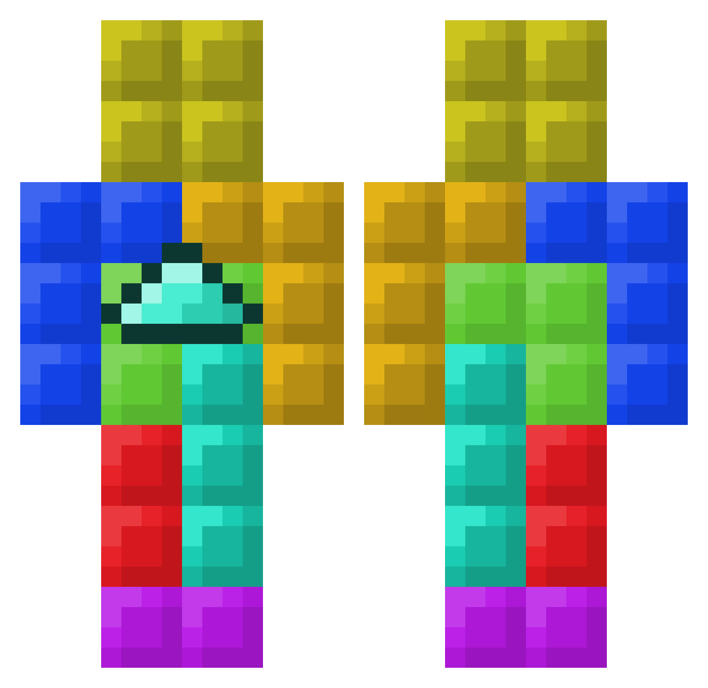 Alrrec Minecraft skin, front and back view