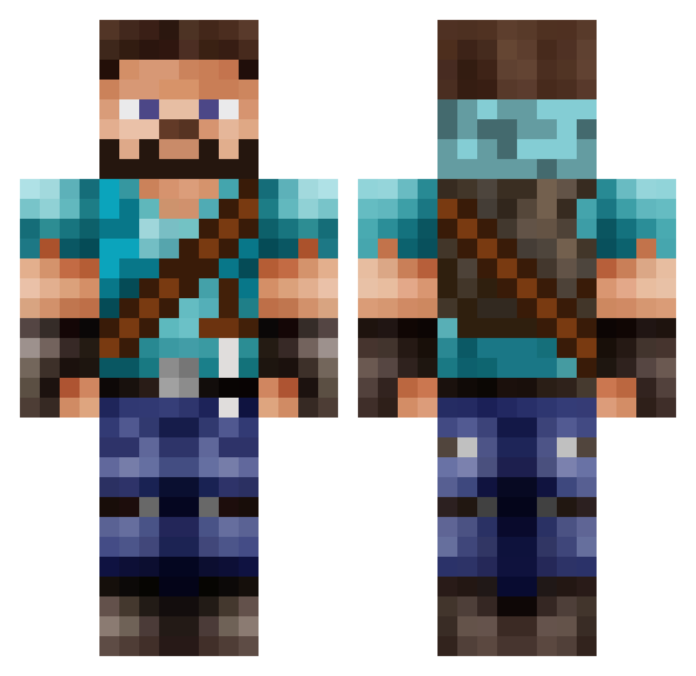 Philanthin Minecraft skin, front and back view