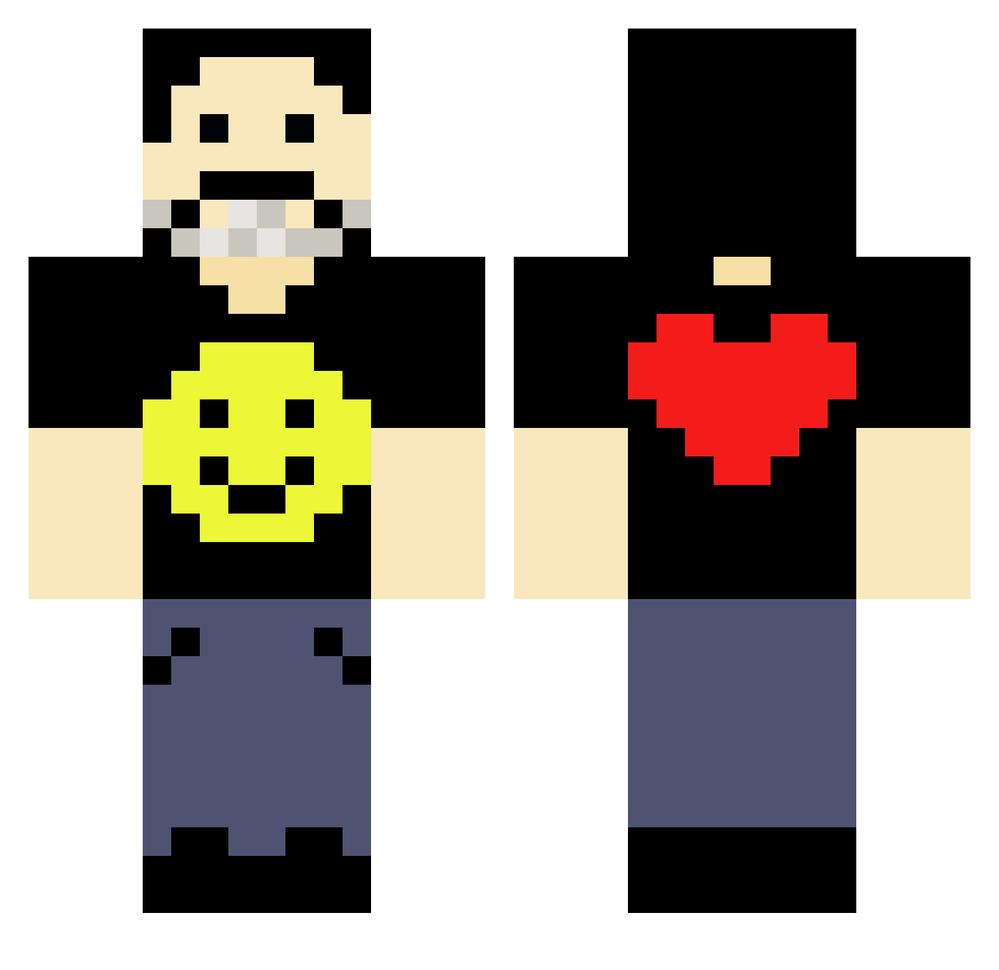 PsychDoc50 Minecraft skin, front and back view