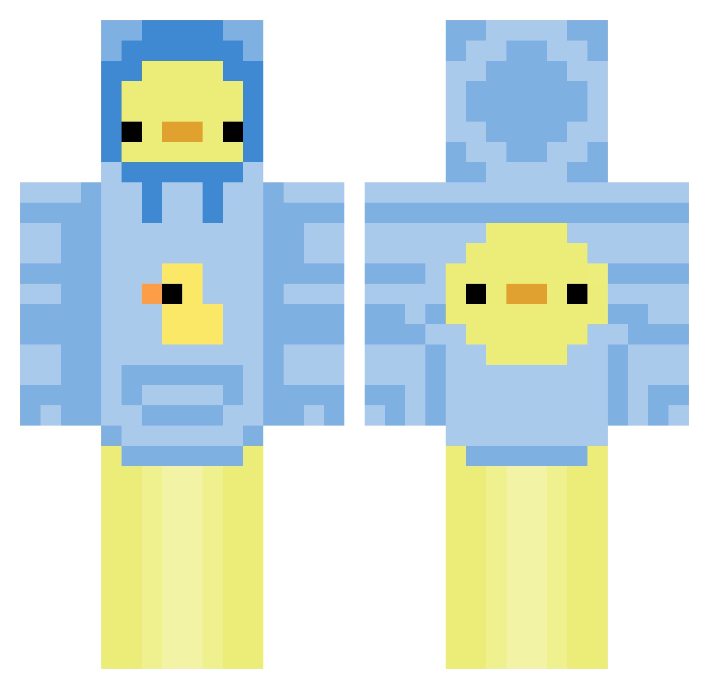 Trxony Minecraft skin, front and back view