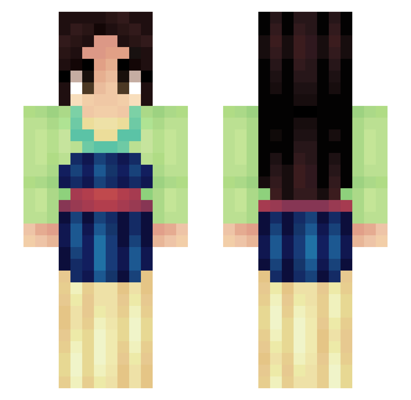 Kageho Minecraft skin, front and back view
