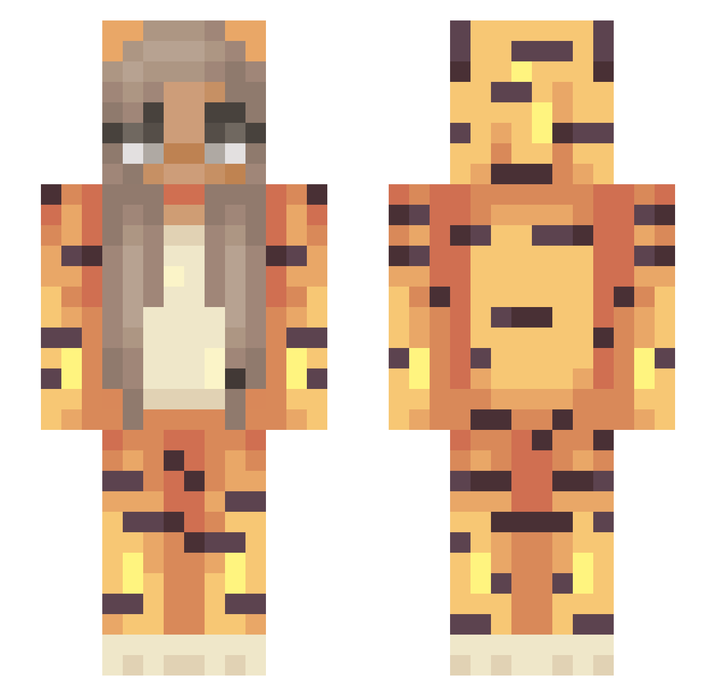 RevezSky Minecraft skin, front and back view