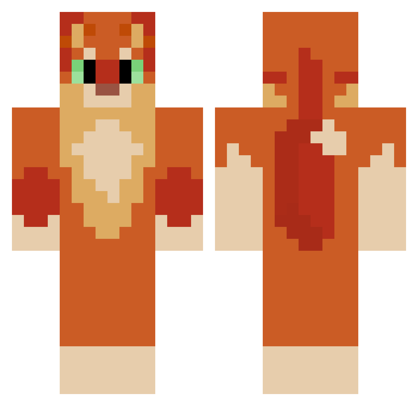 Buffieus Minecraft skin, front and back view
