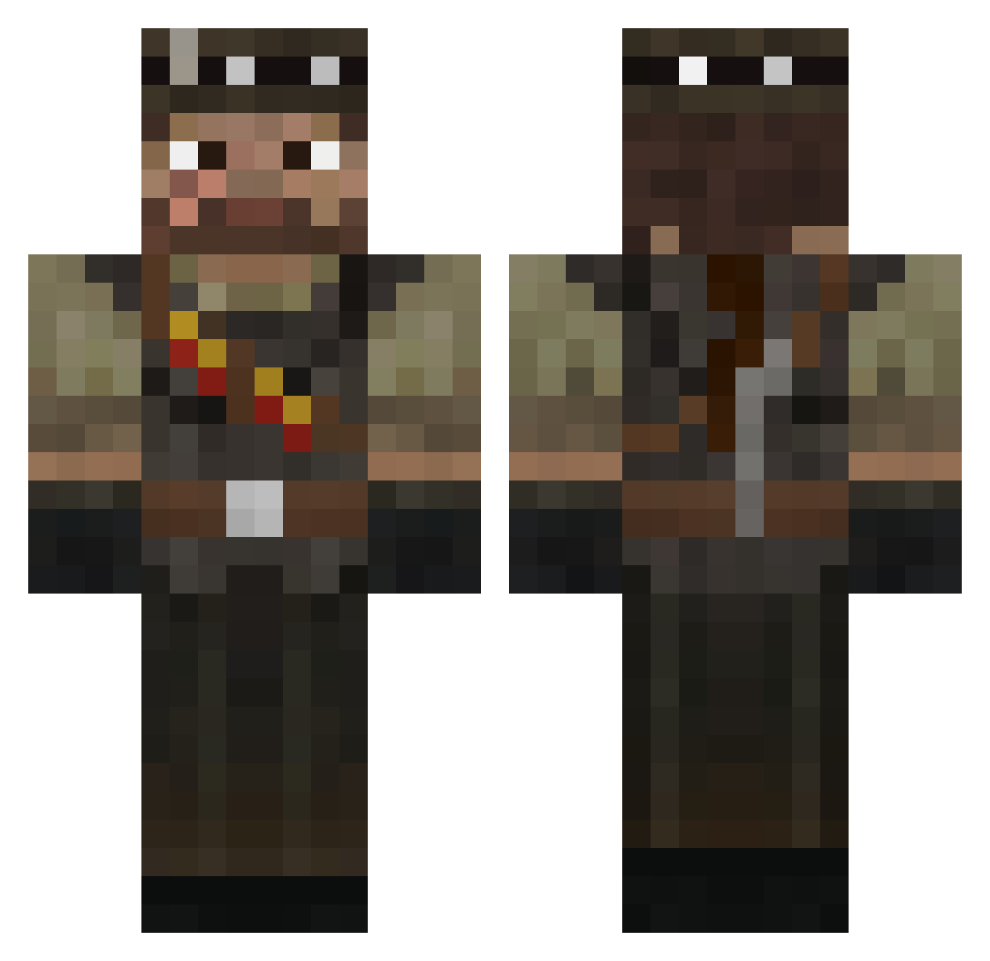 bigchdfrank Minecraft skin, front and back view