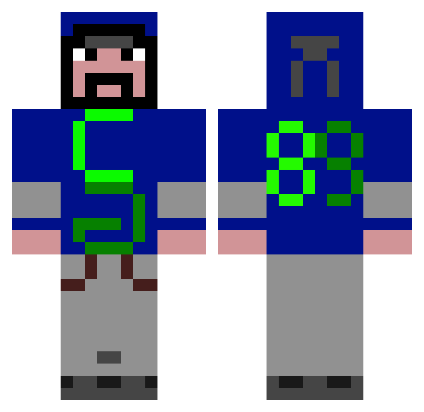 supersymo Minecraft skin, front and back view