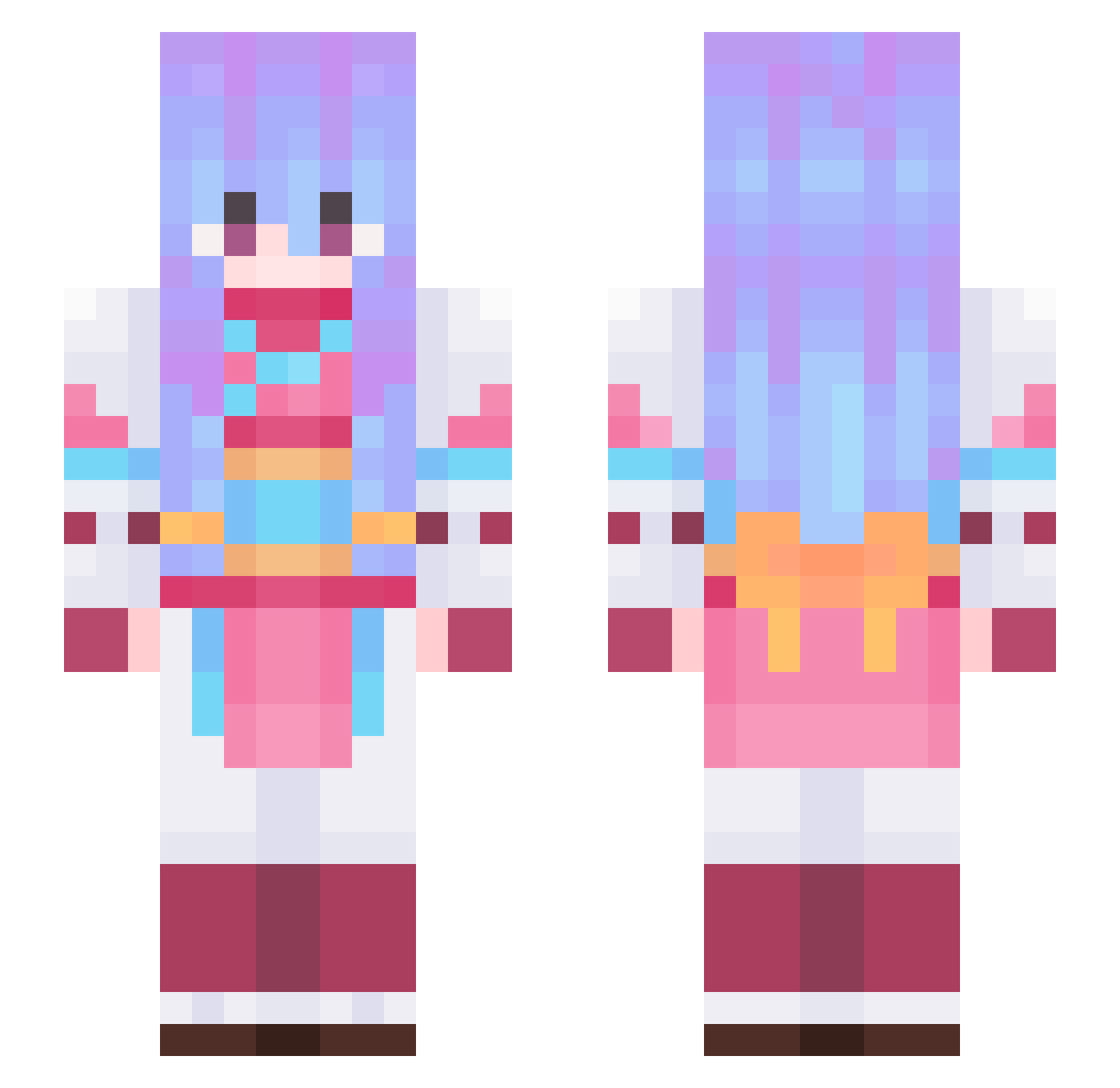 Rikara Minecraft skin, front and back view