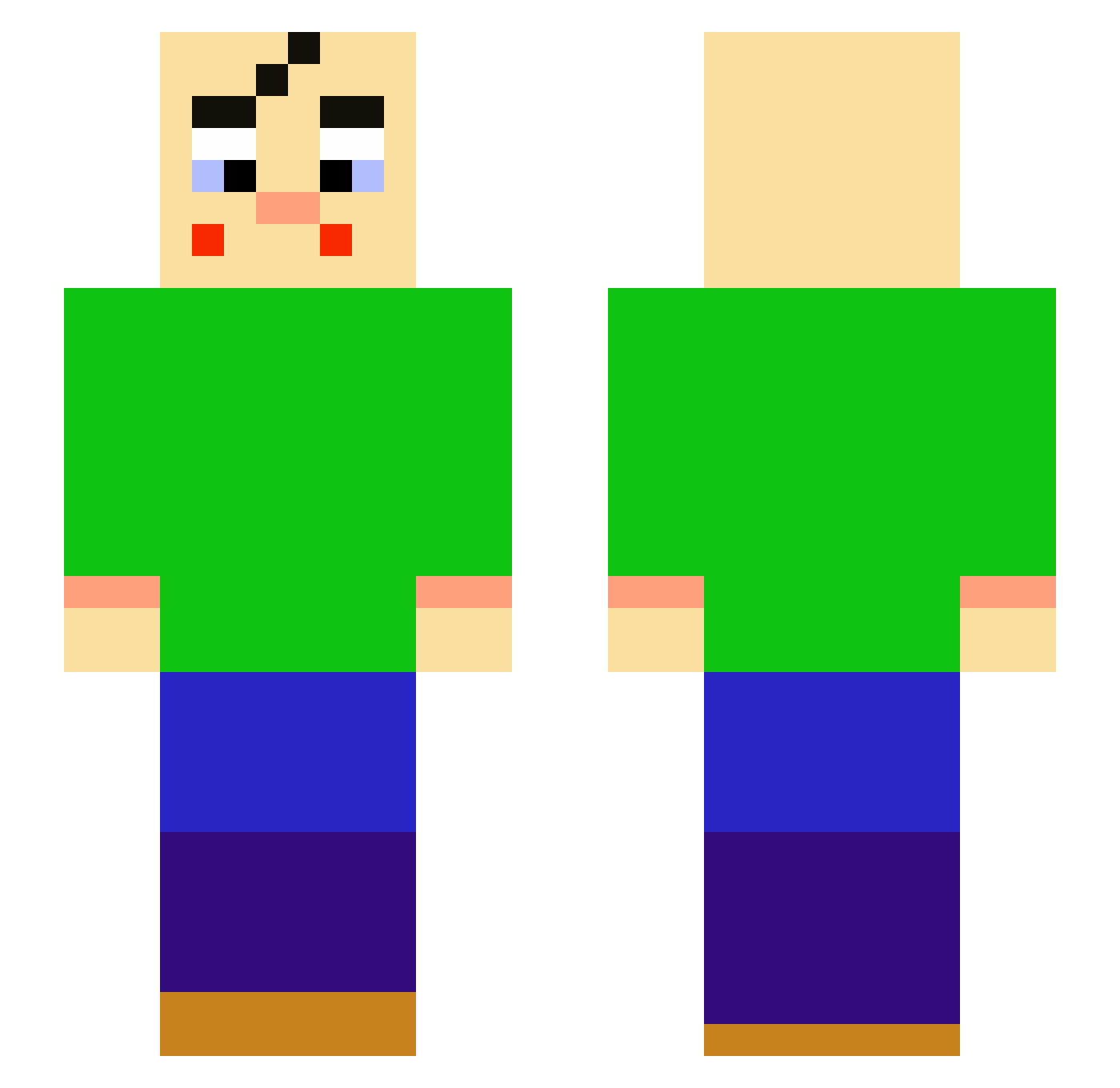 AppetizeToasty Minecraft skin, front and back view