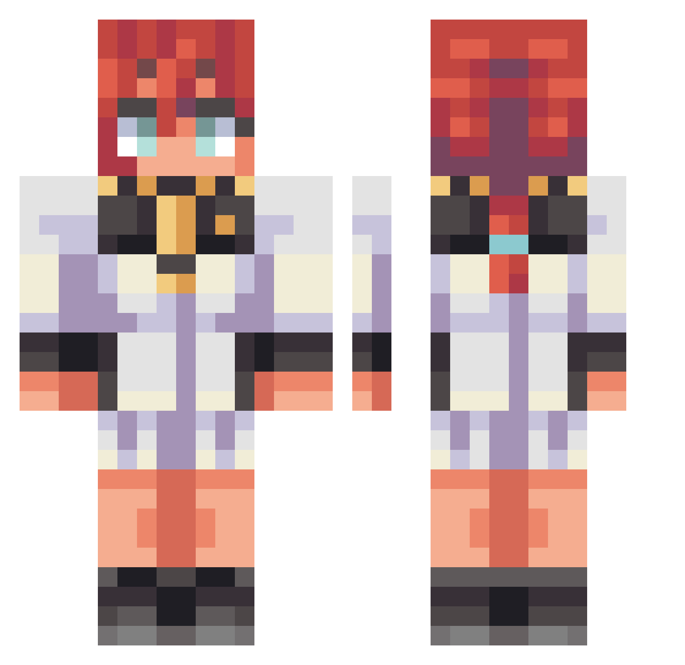 Warrior_Poet_ Minecraft skin, front and back view
