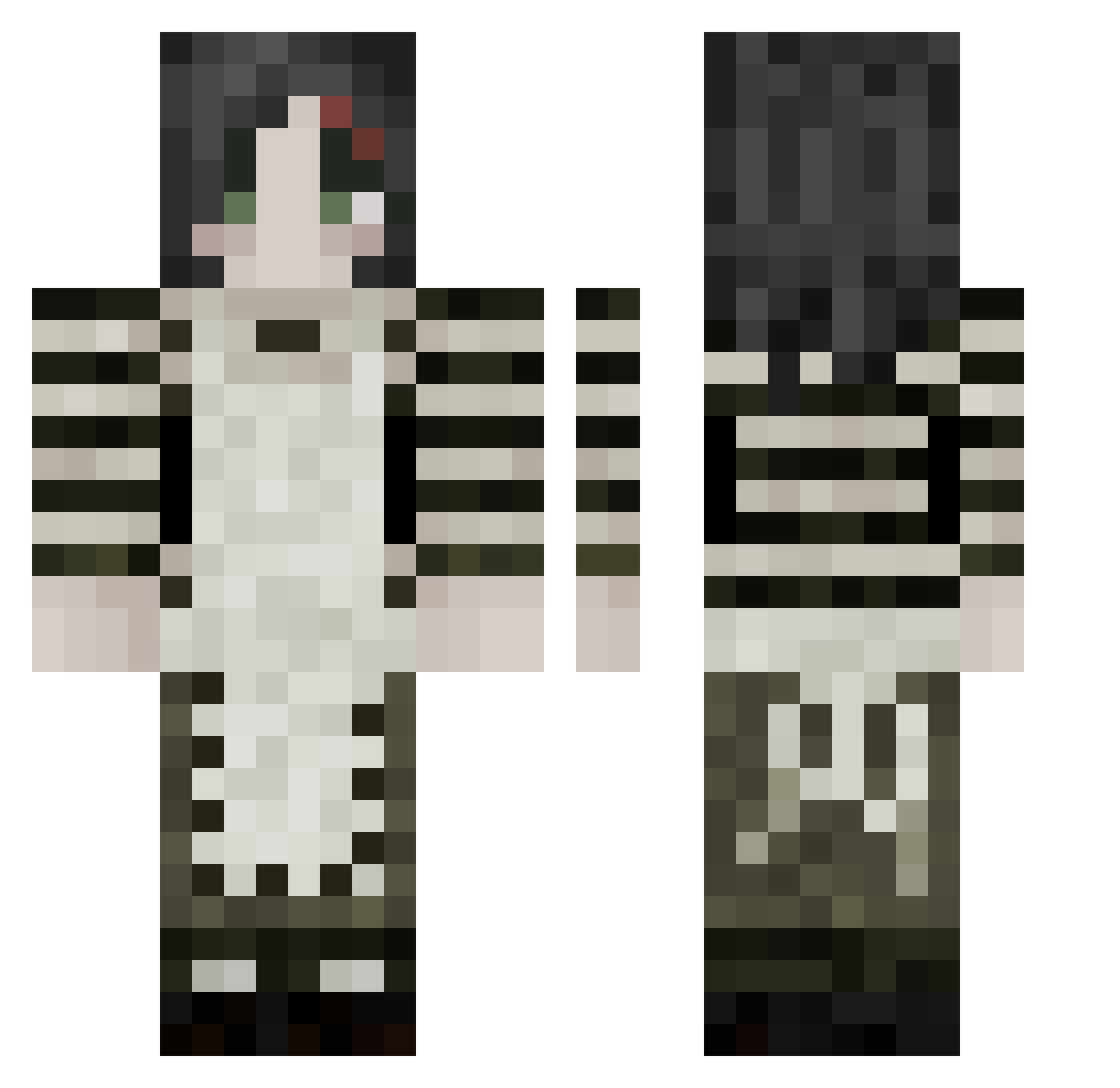 Mylzra Minecraft skin, front and back view