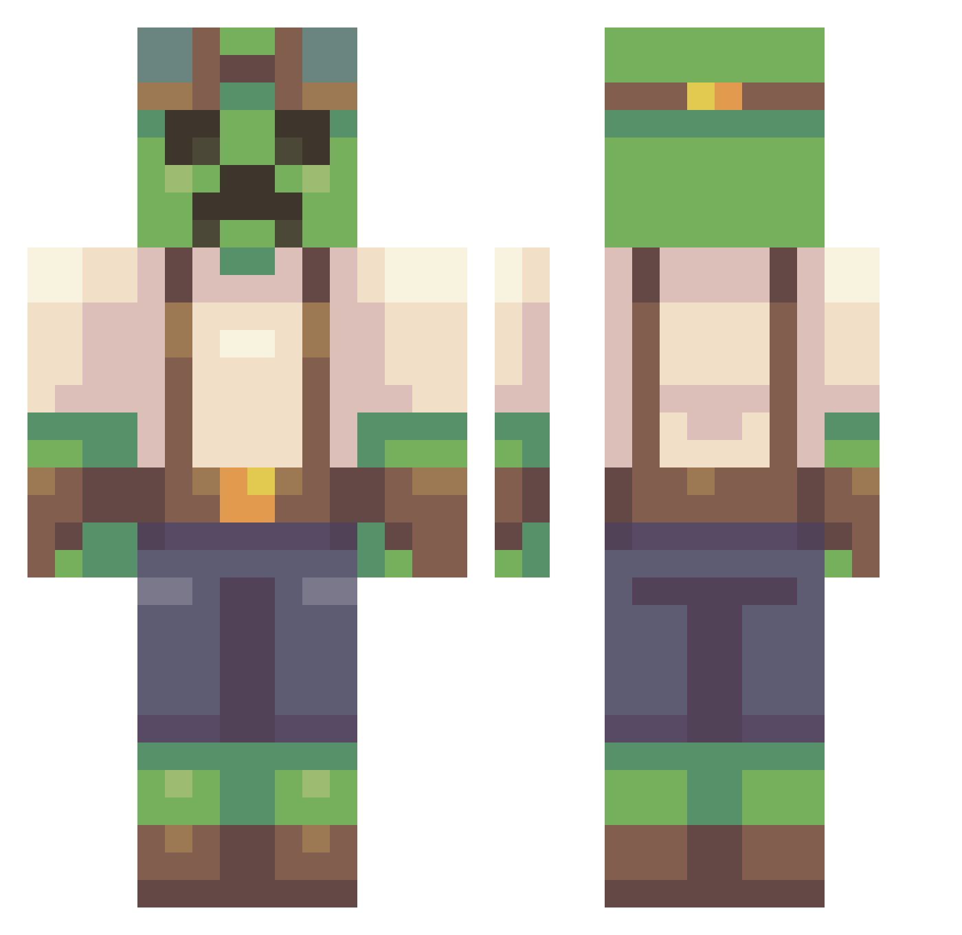 Sozki Minecraft skin, front and back view