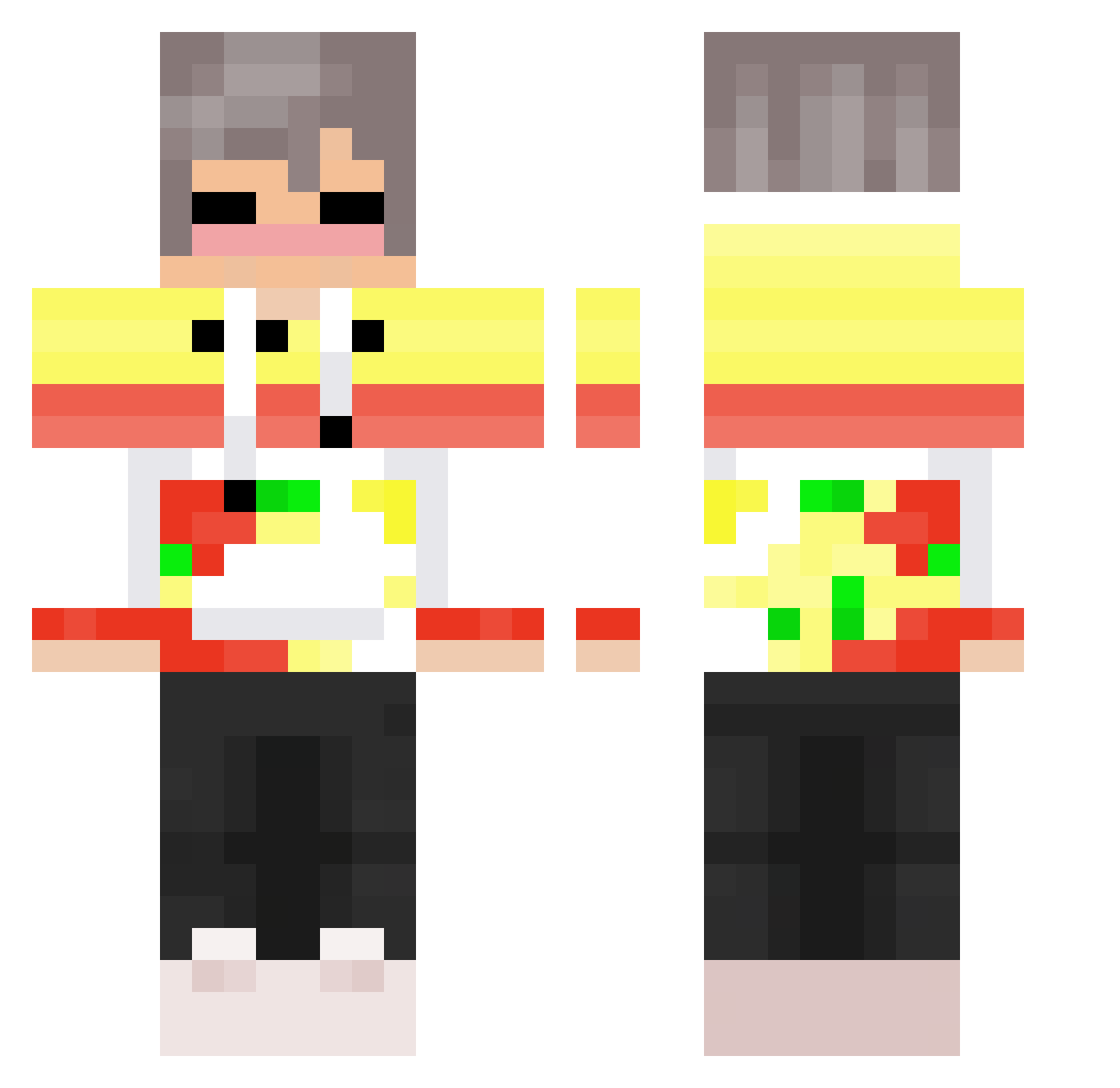 WoolFarmer11 Minecraft skin, front and back view