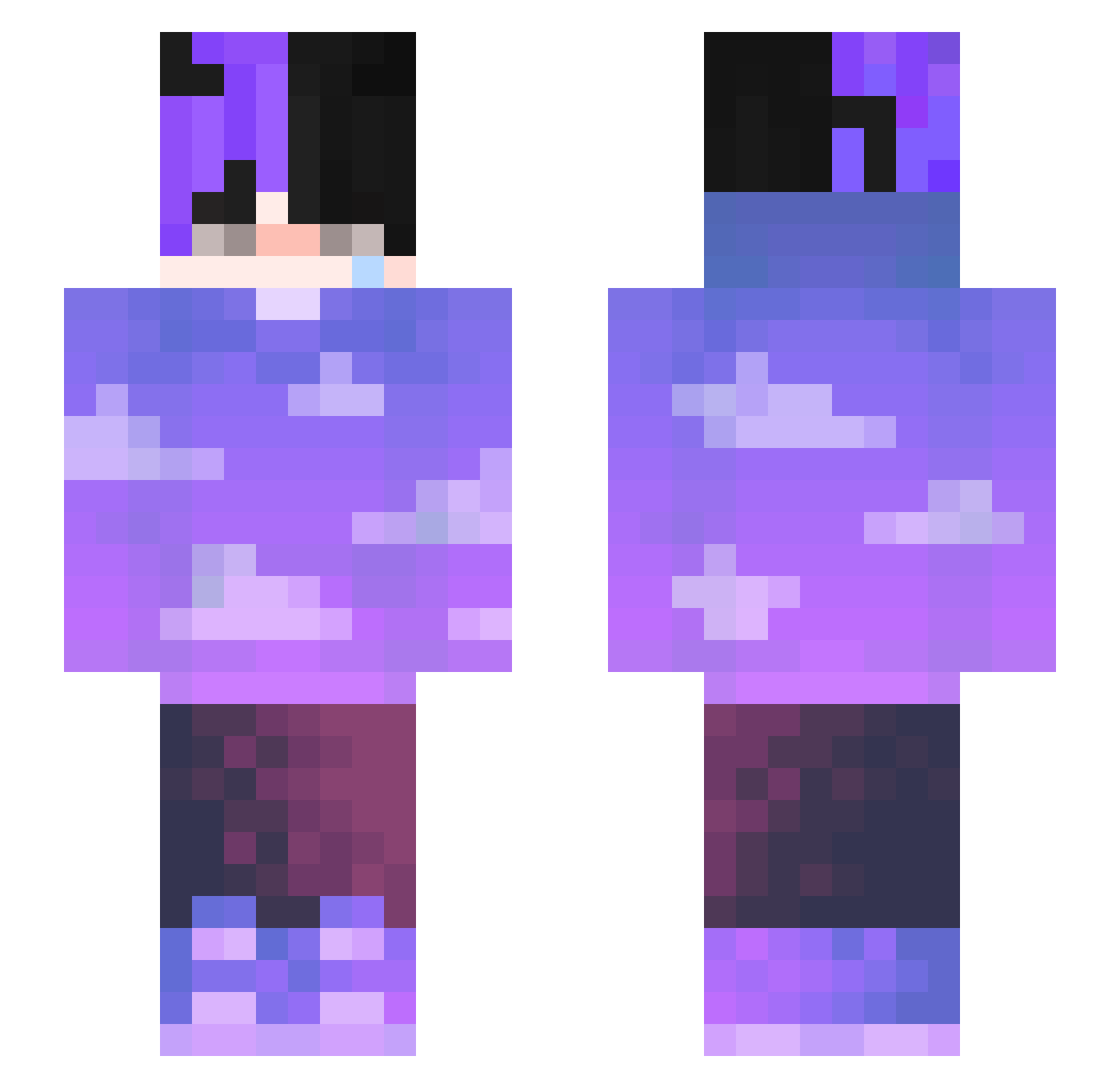 lasmako Minecraft skin, front and back view