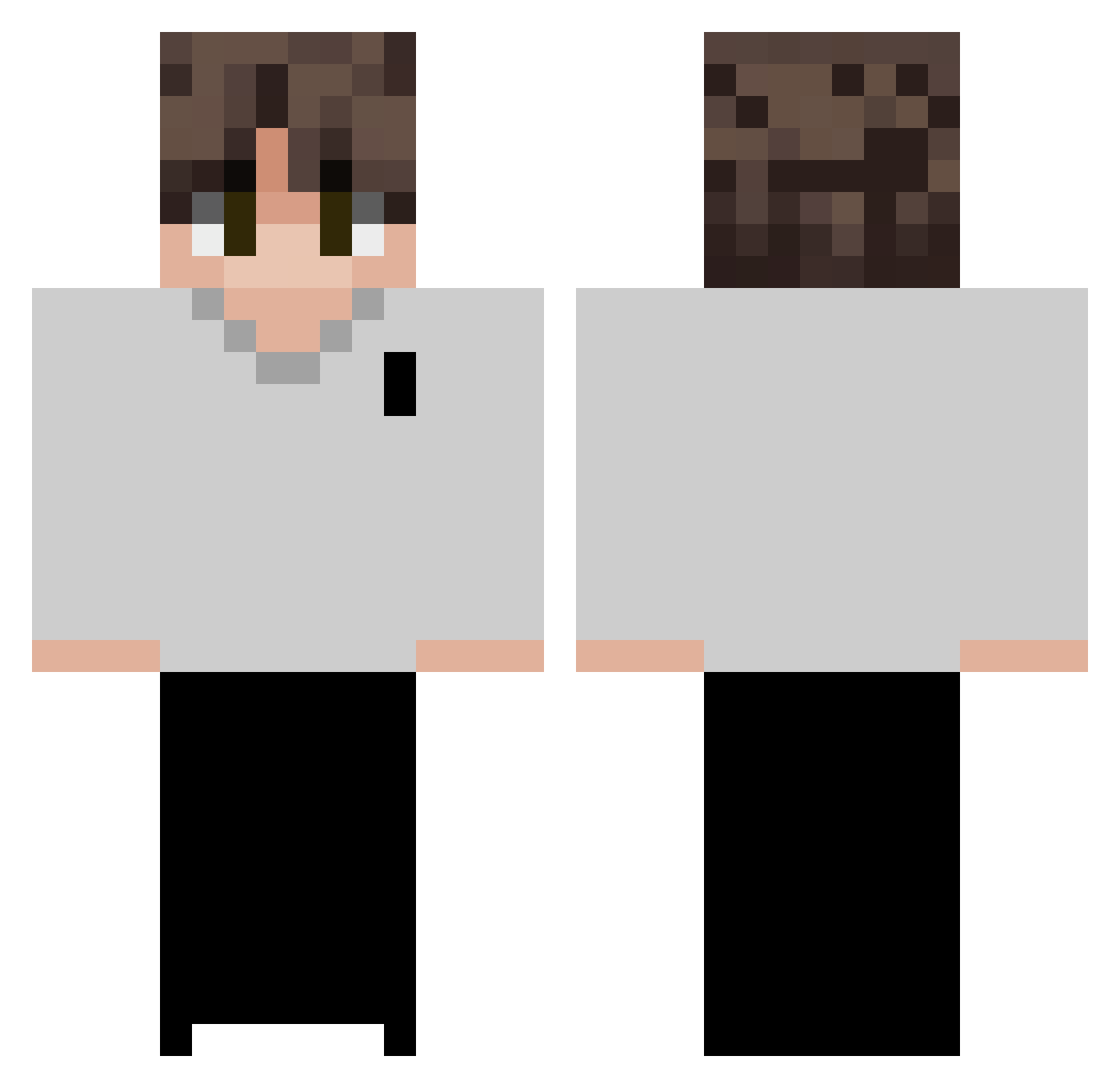 Ziqll Minecraft skin, front and back view