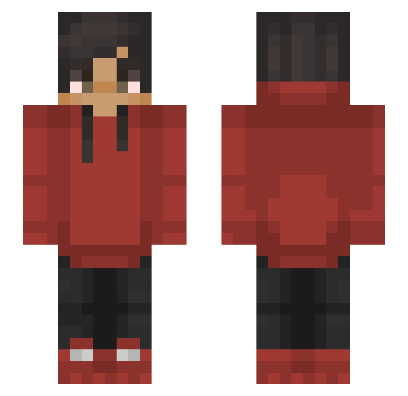 Unadvised Minecraft skin, front and back view