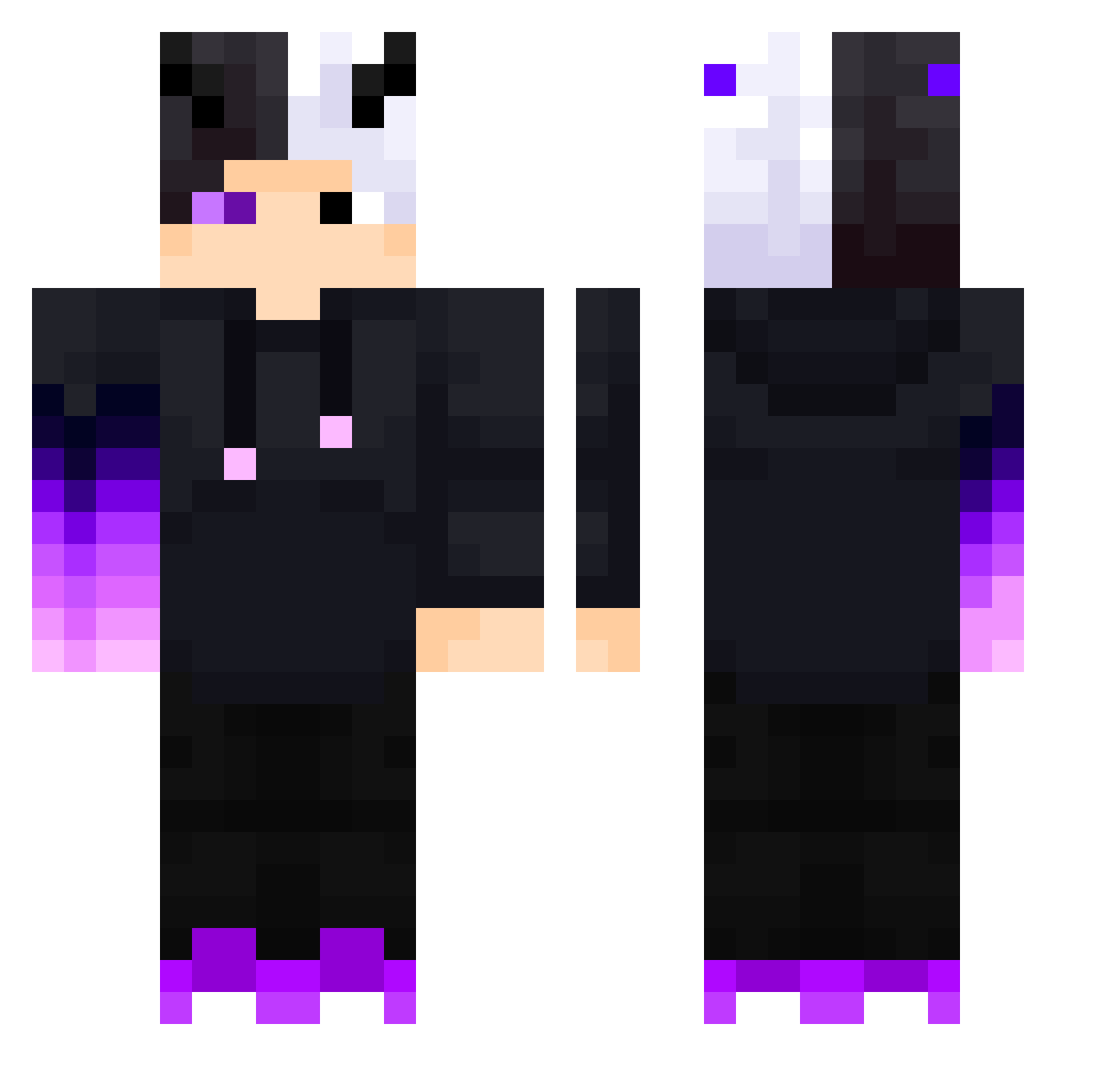 VEJITEL Minecraft skin, front and back view