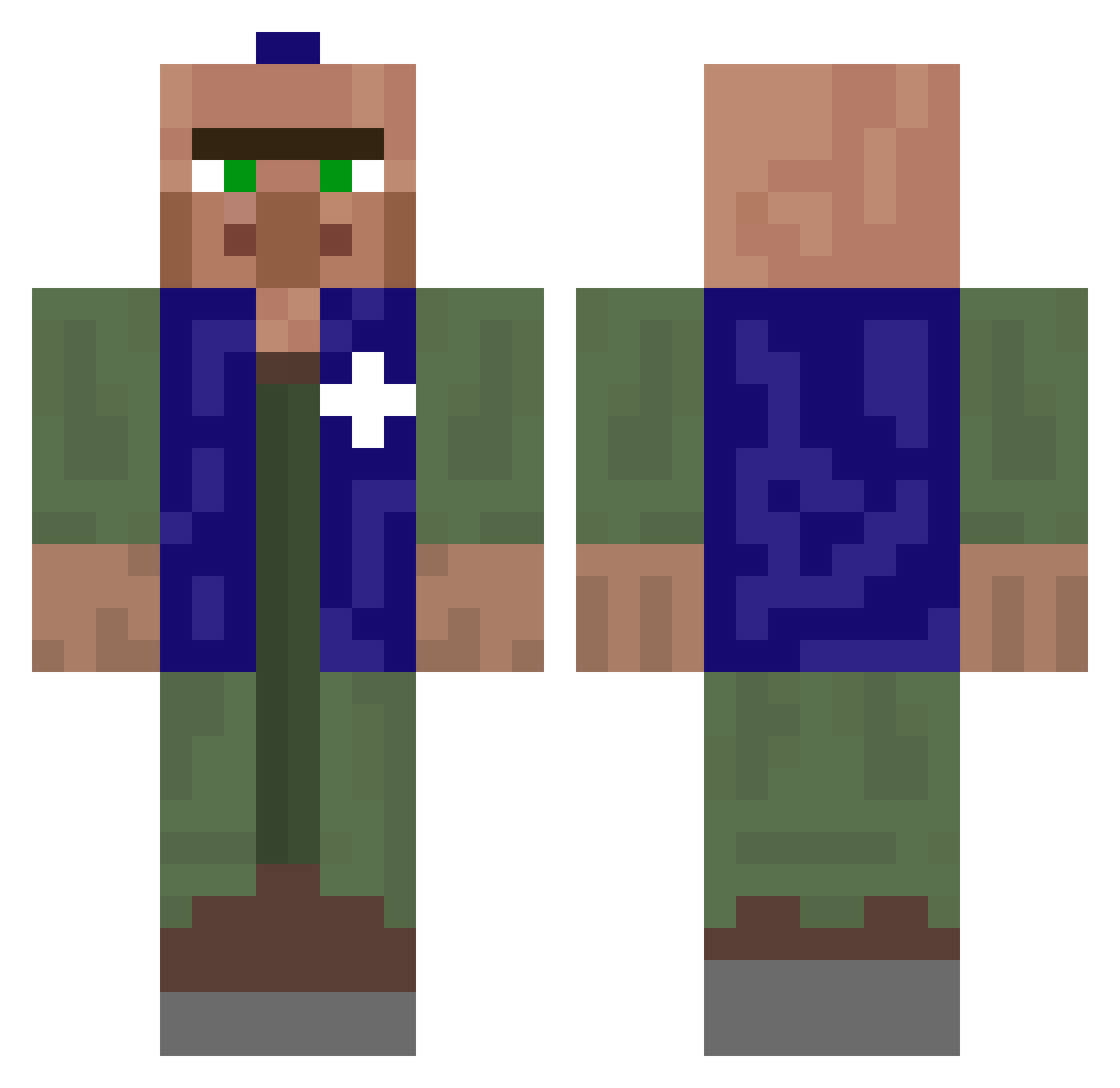 OnSaturn Minecraft skin, front and back view