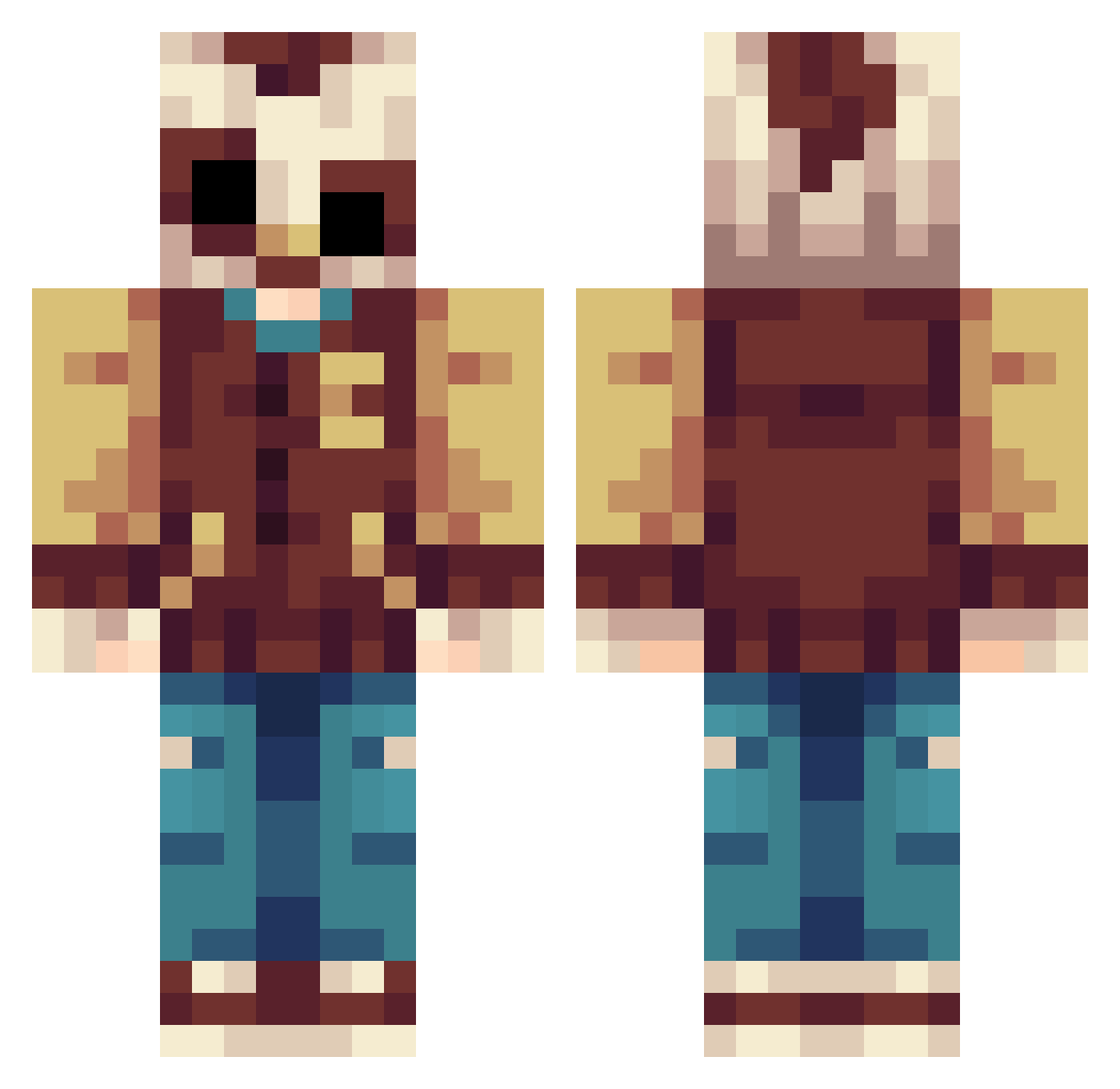JulezVA Minecraft skin, front and back view