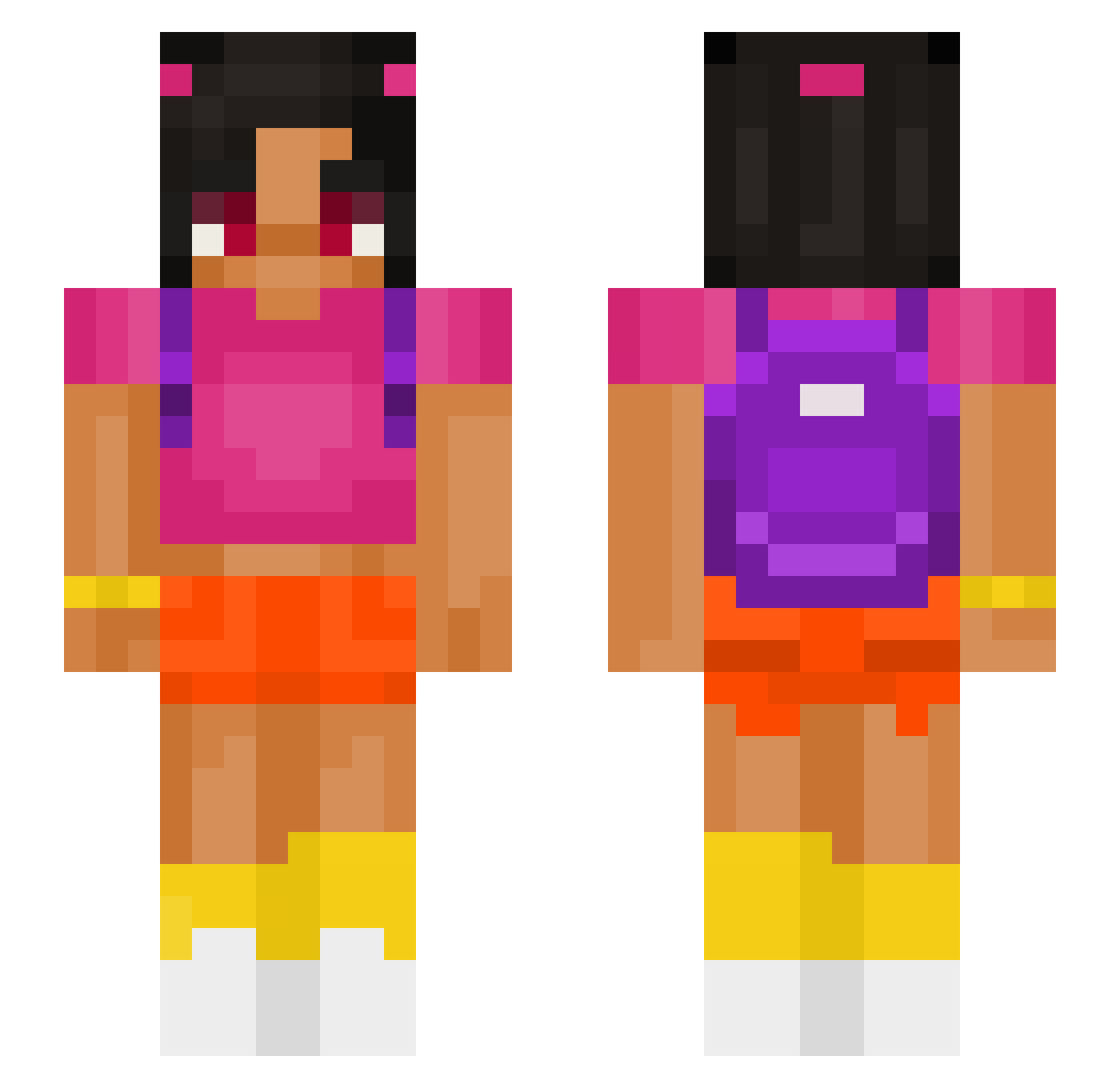Knxffi Minecraft skin, front and back view