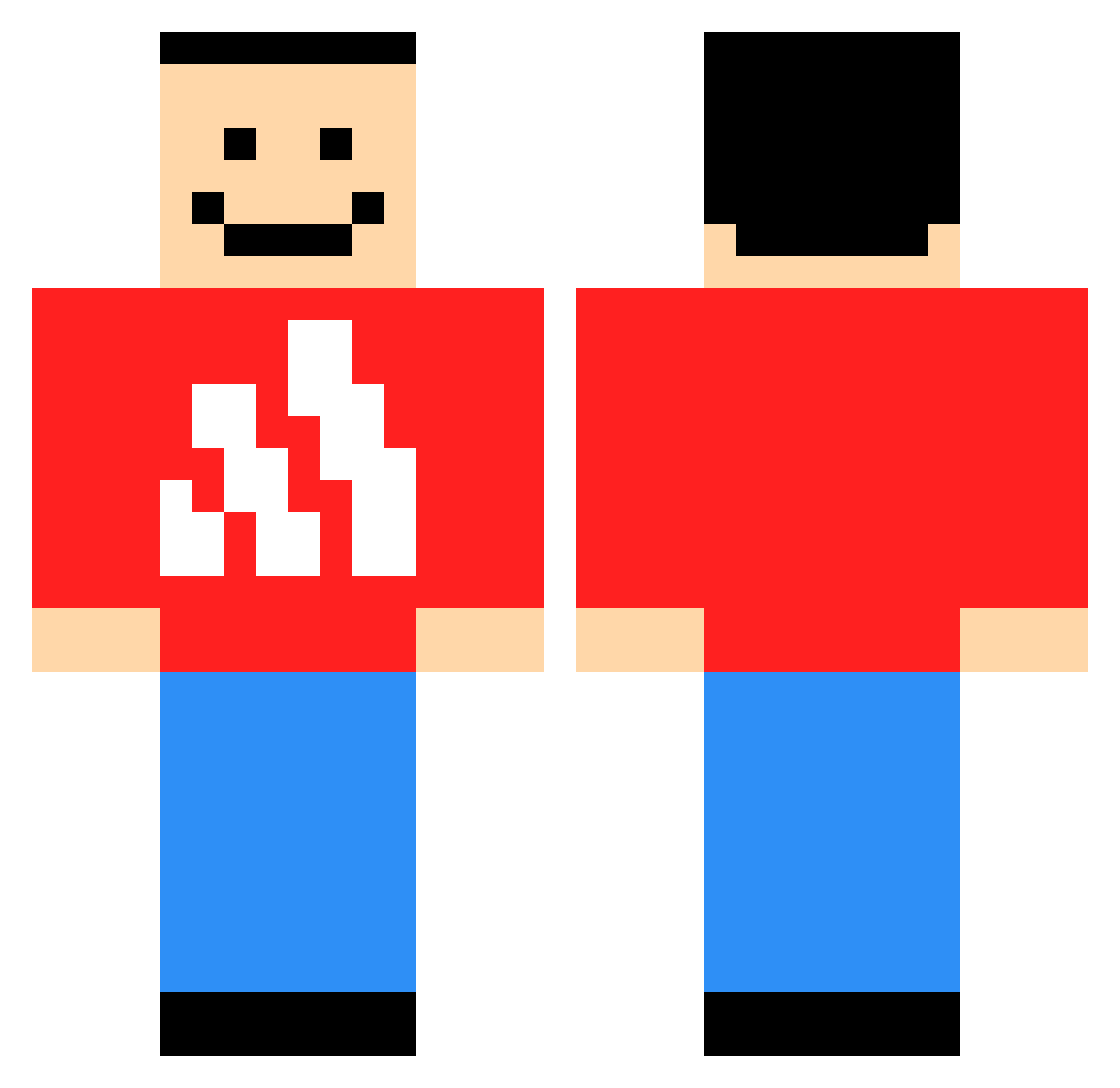 Jacopo102_ Minecraft skin, front and back view