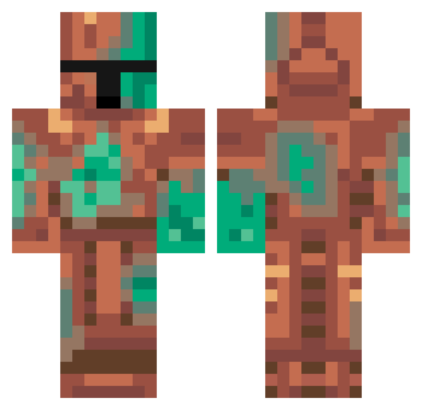TufffMuffin Minecraft skin, front and back view
